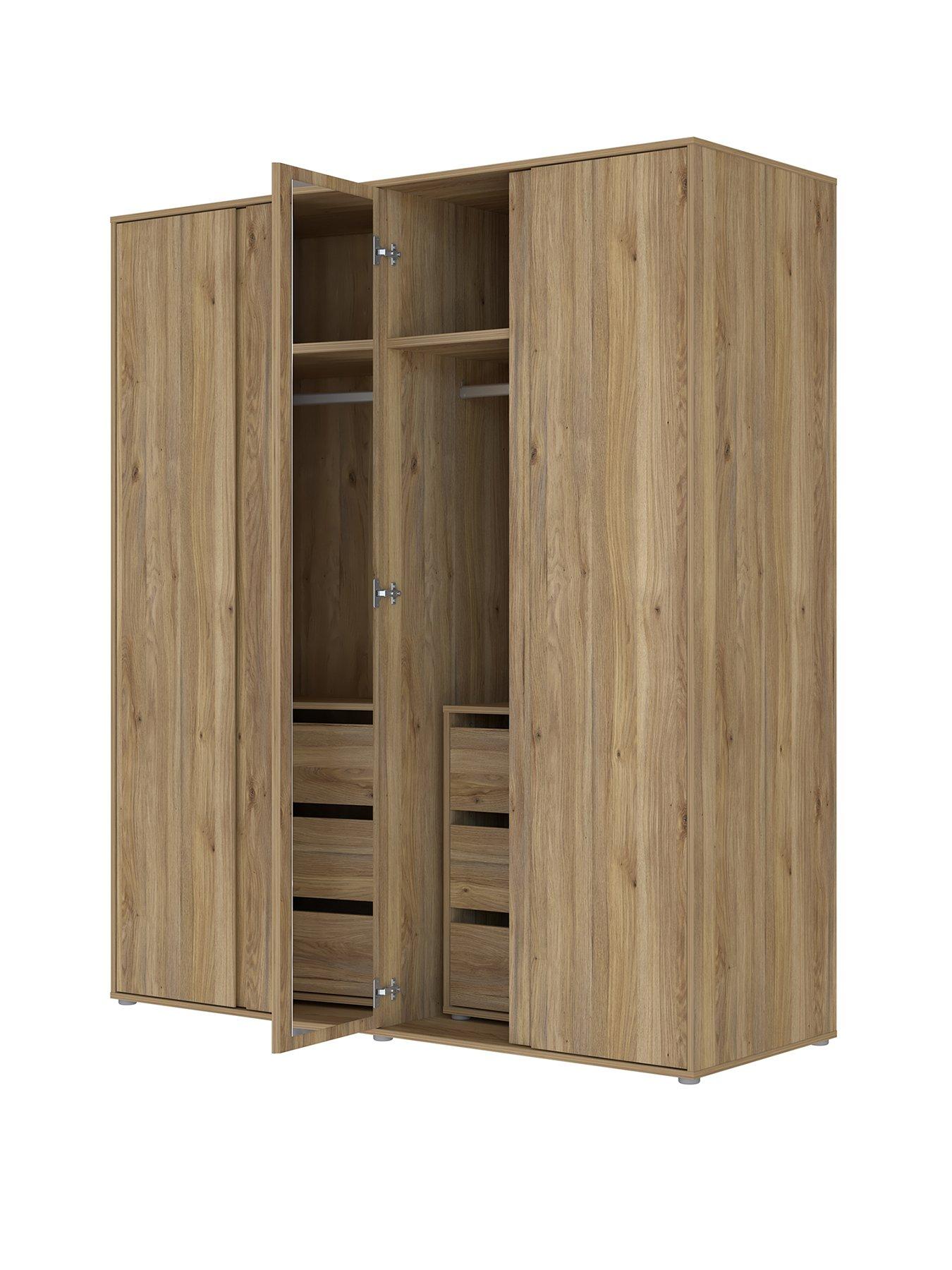 Image 2 of 7 of Very Home Lisson 4 Door Wardrobe with Internal Chest of Drawers - New Oak&nbsp;- FSC&reg; Certified