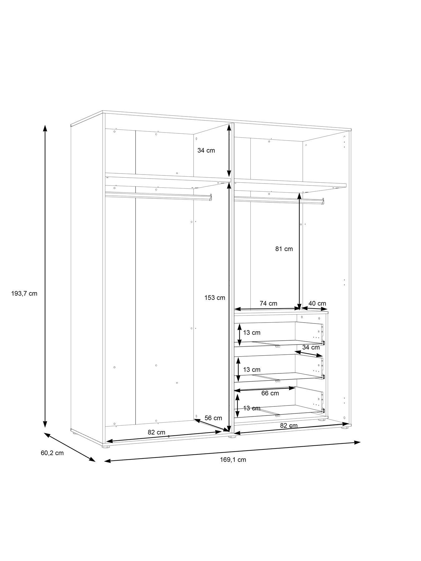 Image 7 of 7 of Very Home Lisson 4 Door Wardrobe with Internal Chest of Drawers - New Oak&nbsp;- FSC&reg; Certified