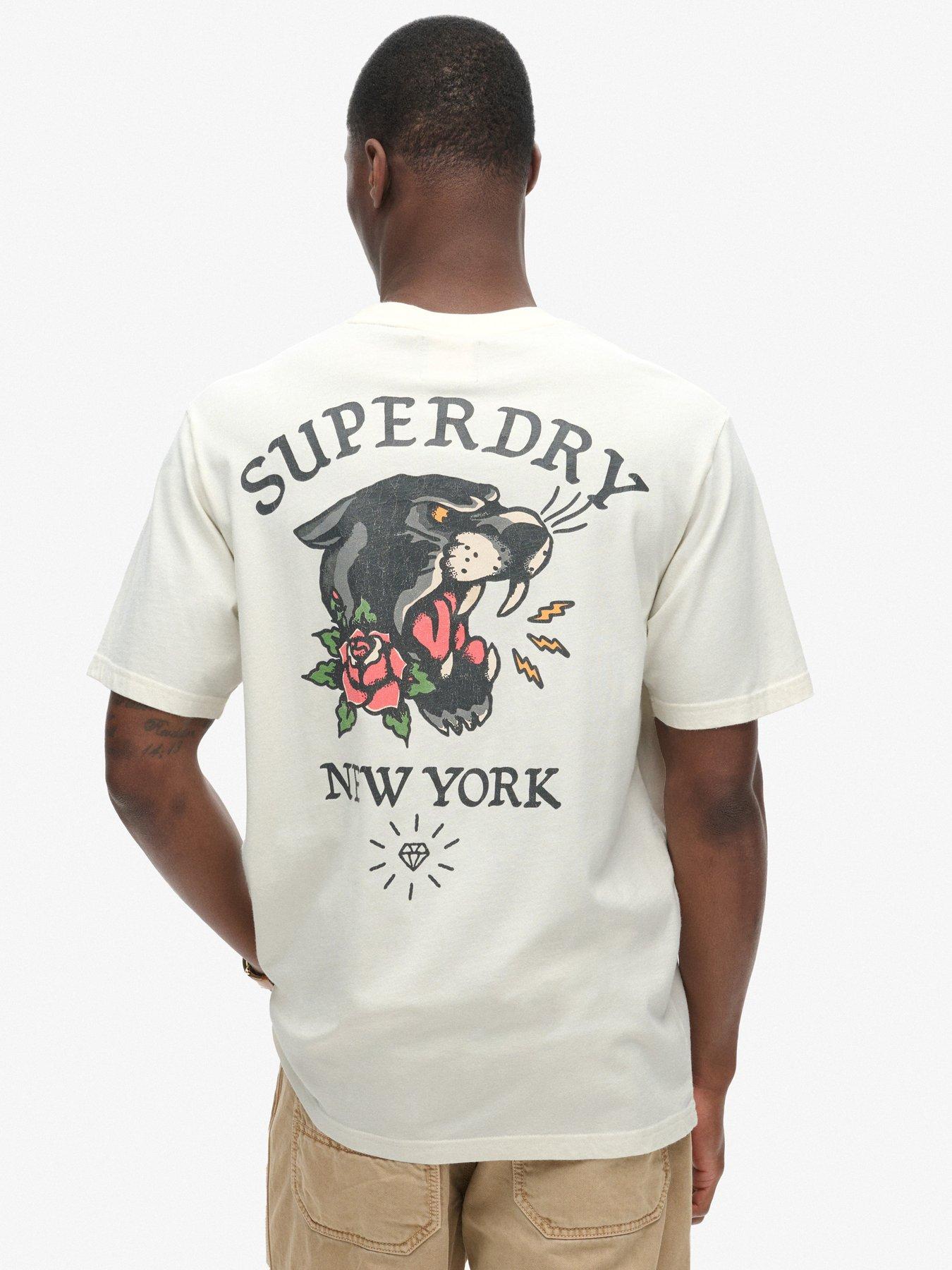 Image 1 of 6 of Superdry Tattoo Back Graphic T-Shirt - White