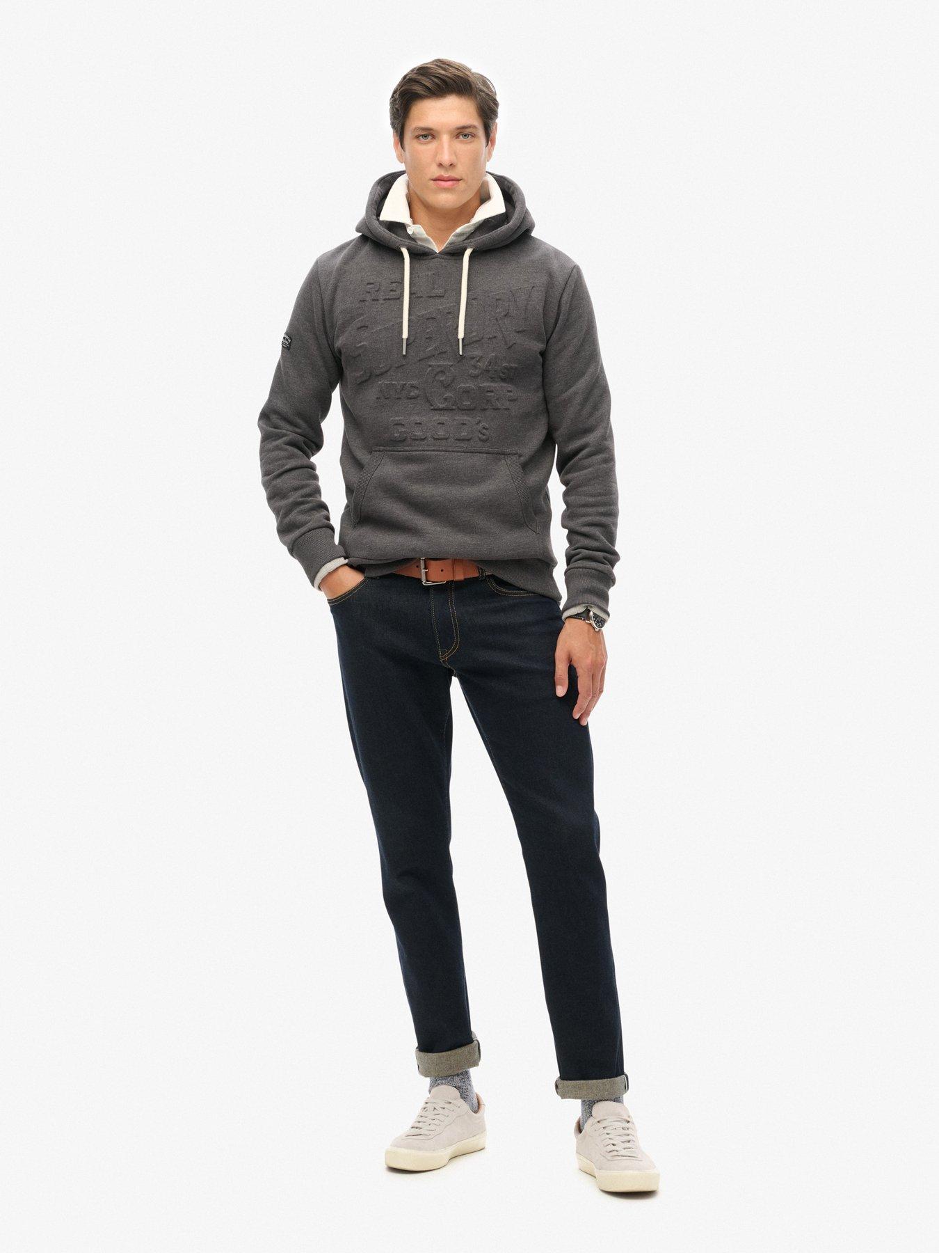 Image 3 of 5 of Superdry Embossed Logo Pullover Hoodie- Dark Grey
