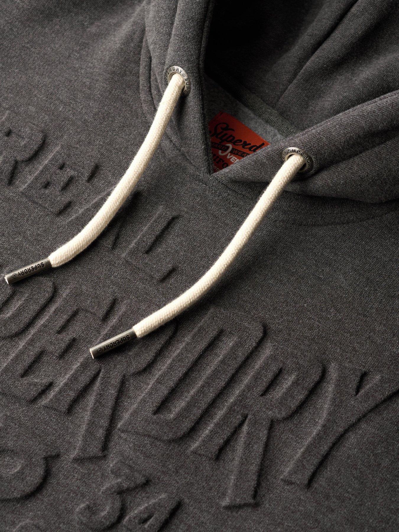 Image 5 of 5 of Superdry Embossed Logo Pullover Hoodie- Dark Grey