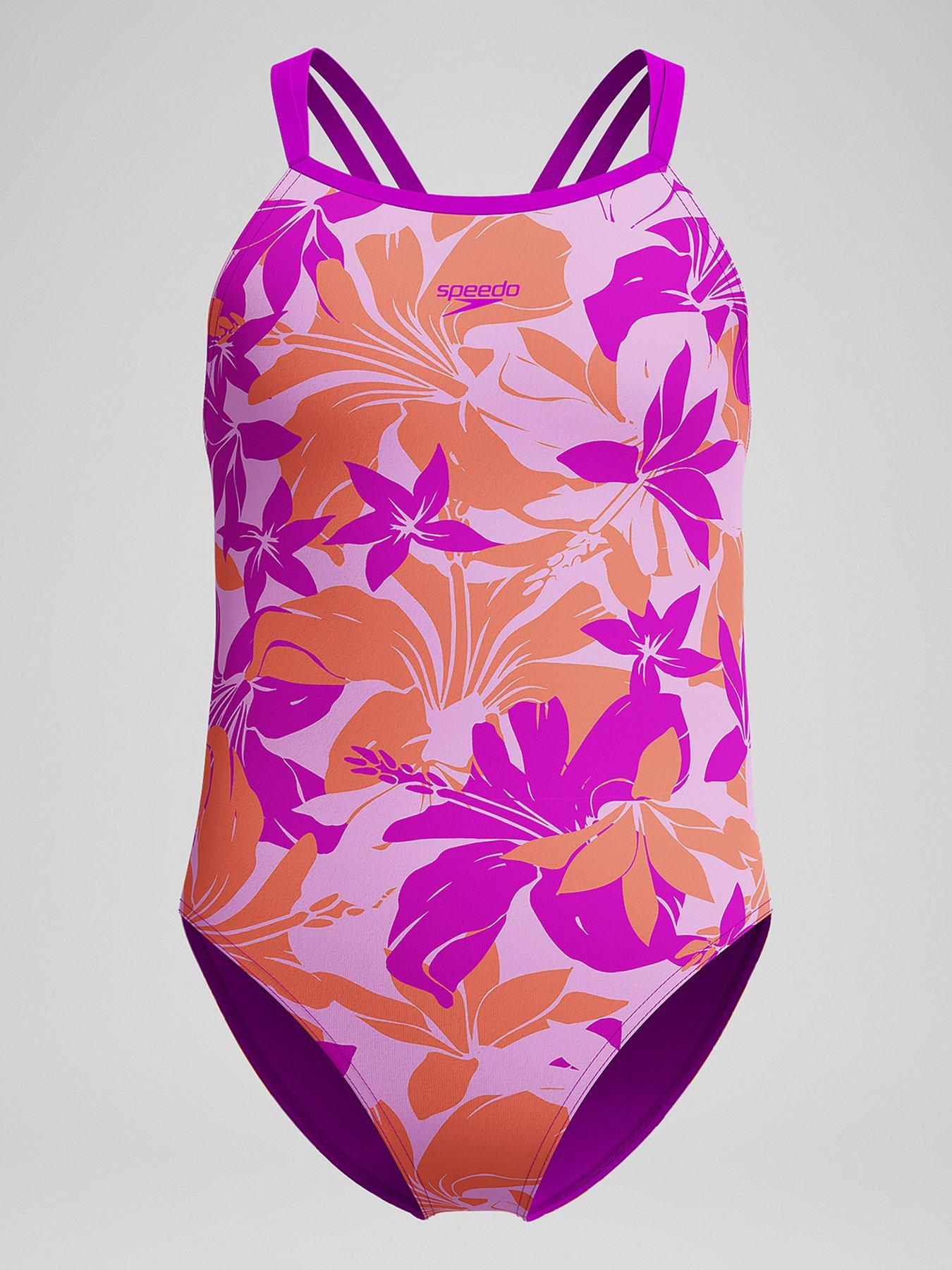 undefined Girls Printed Twinstrap Swimsuit - Pink