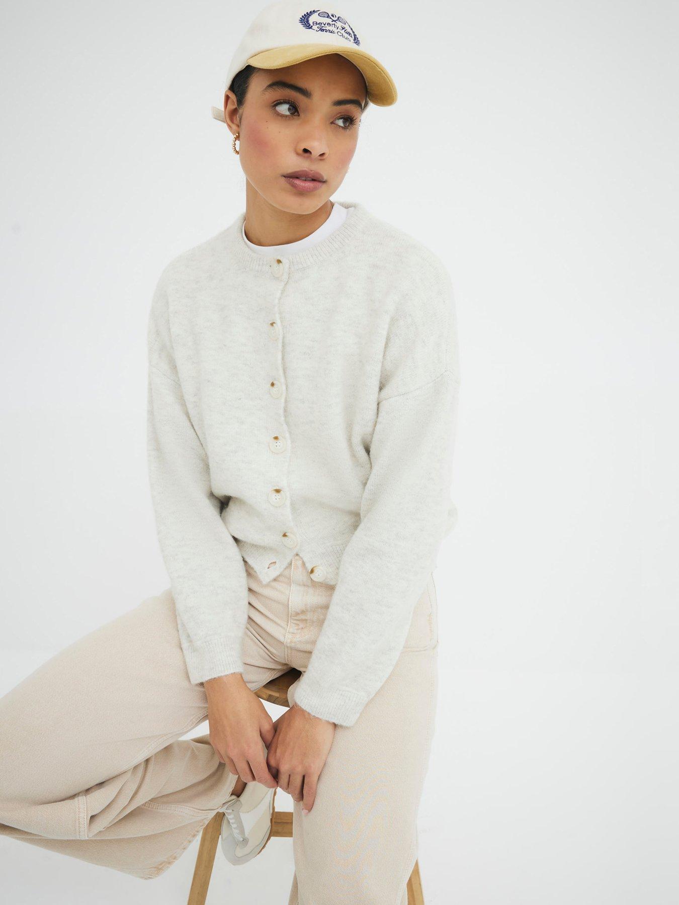 Image 1 of 5 of River Island Oversized Cardigan - Beige