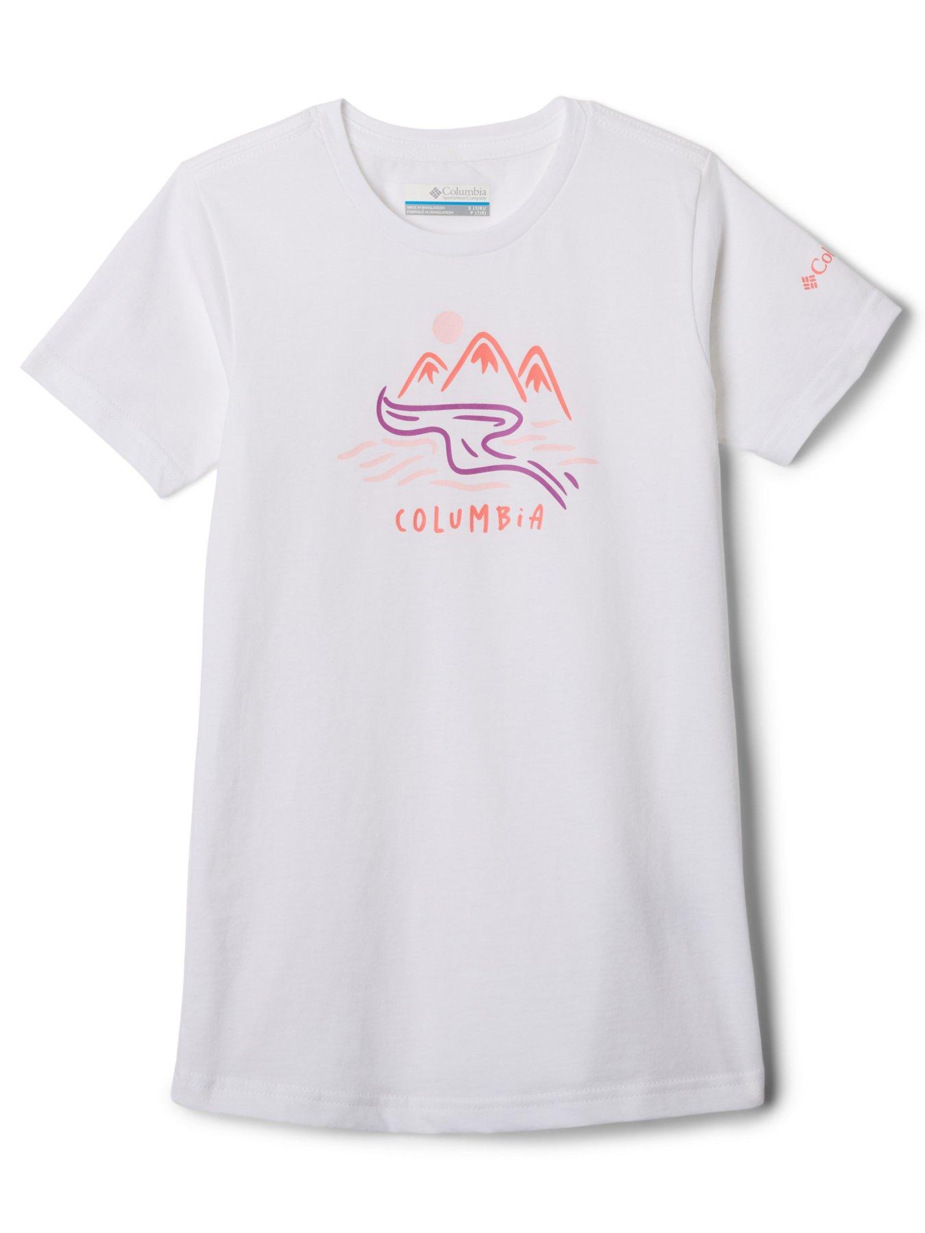 Image 1 of 2 of Columbia Girls Mission Lake Short Sleeve Graphic T-Shirt - White