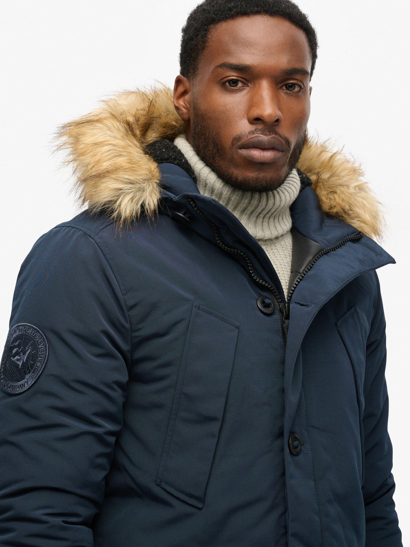 Image 4 of 5 of Superdry Everest Faux Fur Parka Jacket - Navy