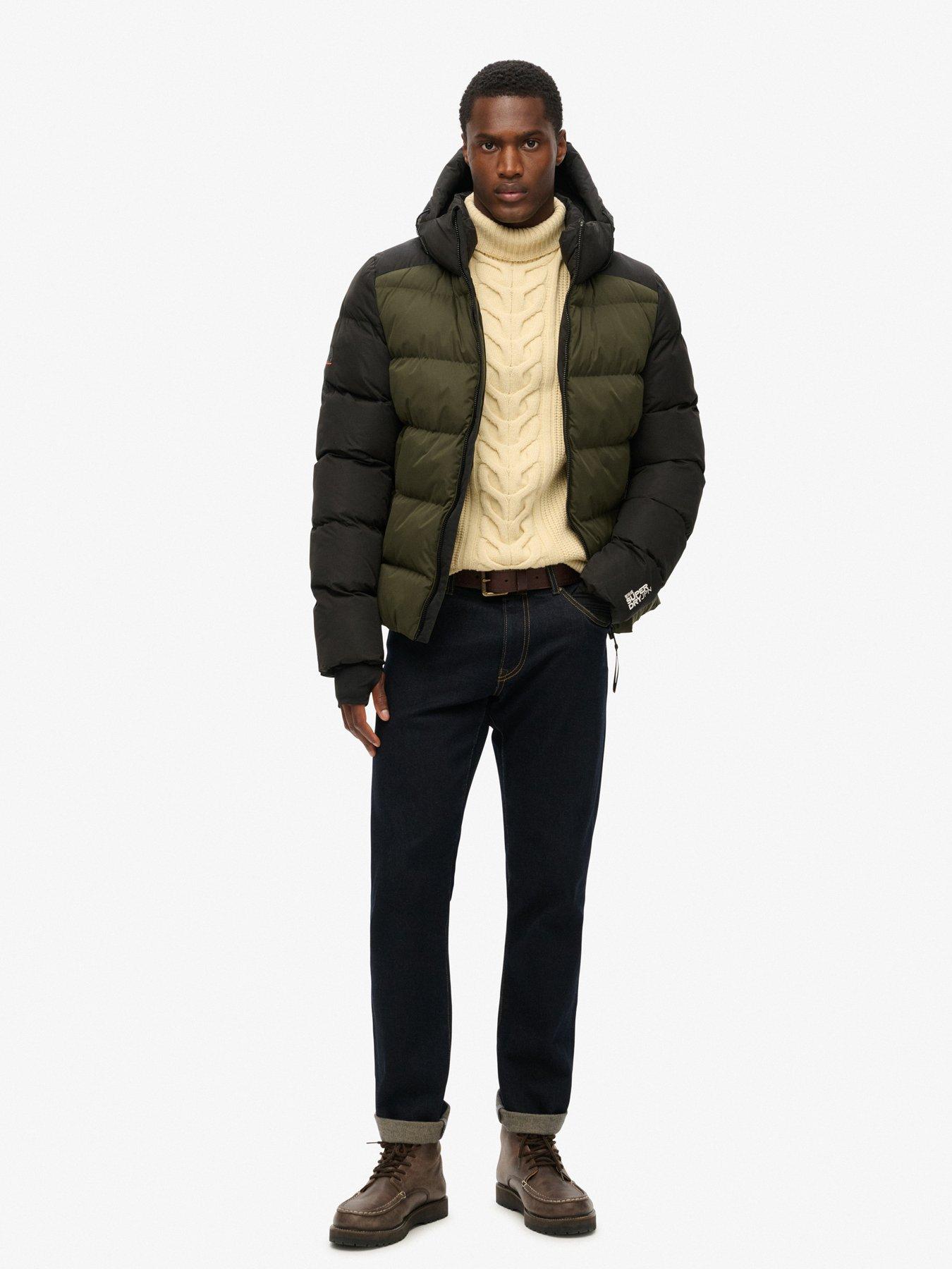Image 3 of 6 of Superdry Hood Colour Block Padded Jacket- Dark Green