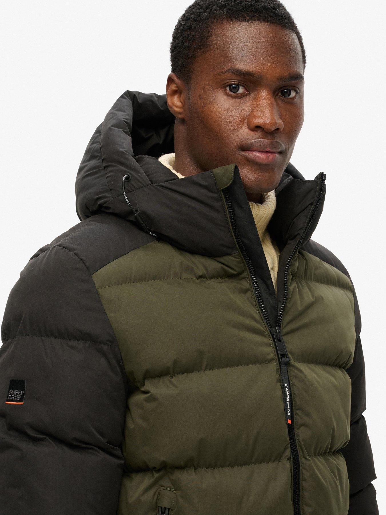 Image 4 of 6 of Superdry Hood Colour Block Padded Jacket- Dark Green