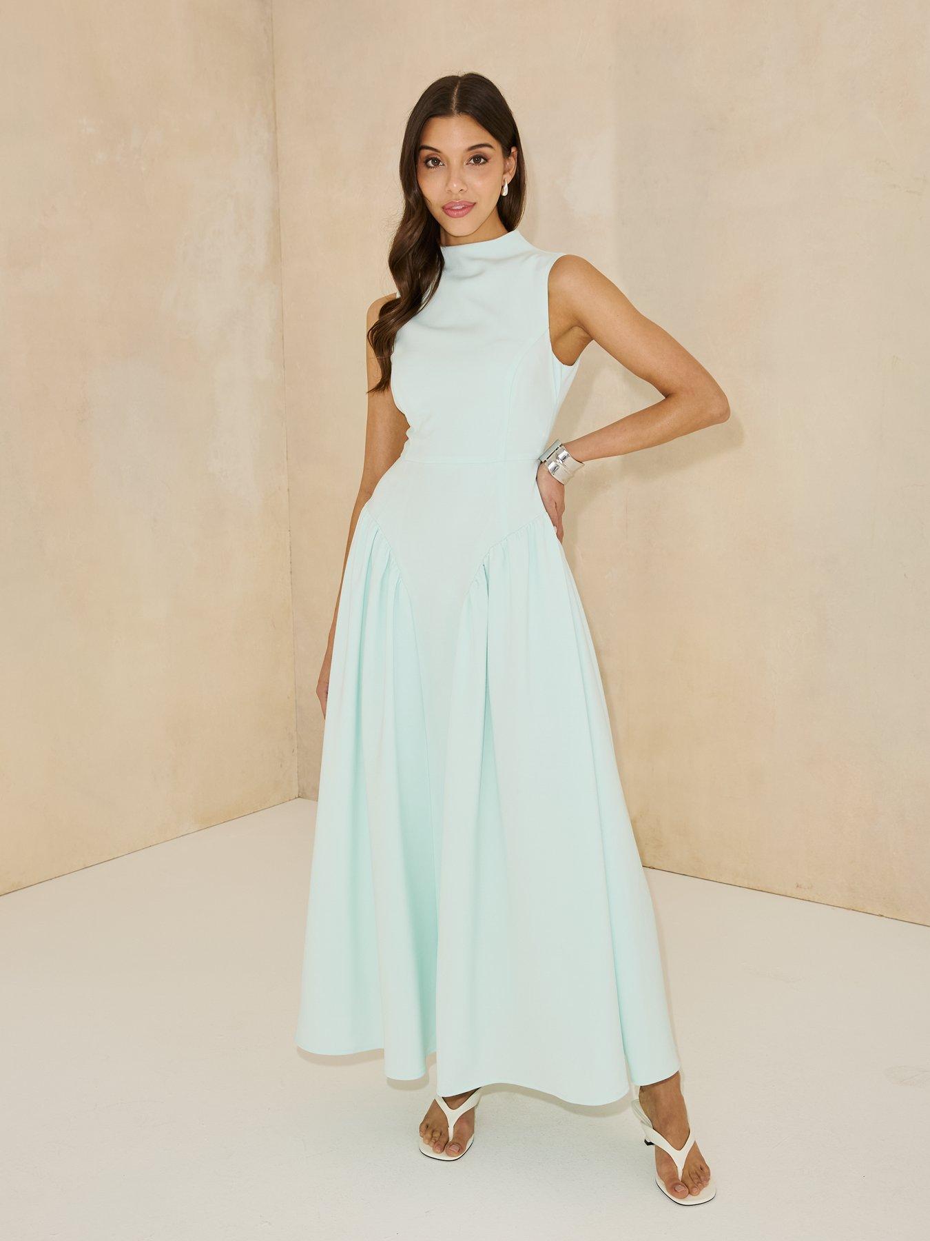 Image 3 of 5 of Michelle Keegan Pleated Corset Sleeveless Dress - Green