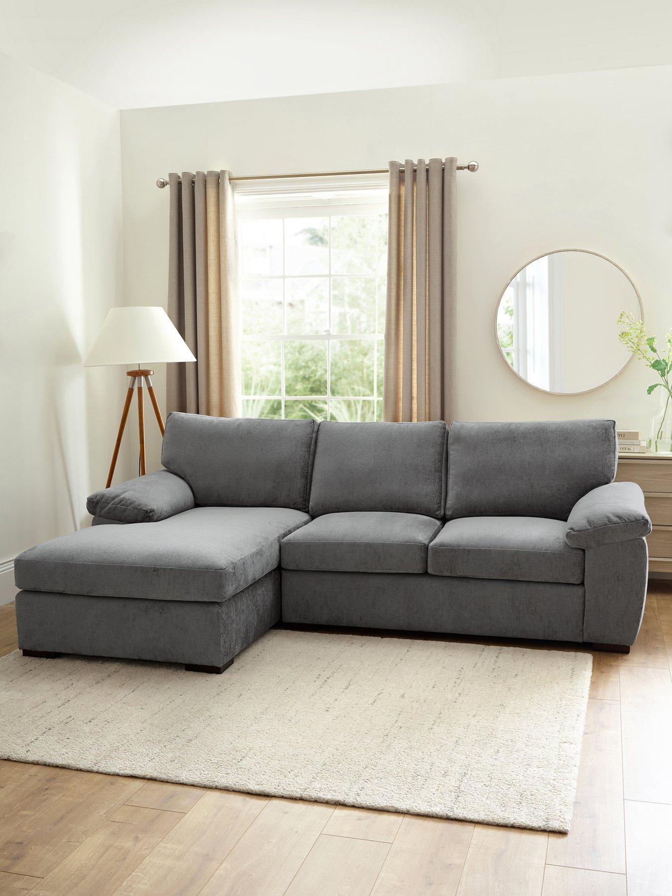 undefined Salerno Standard Back Left Hand 3 Seater Fabric Chaise Sofa - Blue Grey - FSC® Certified