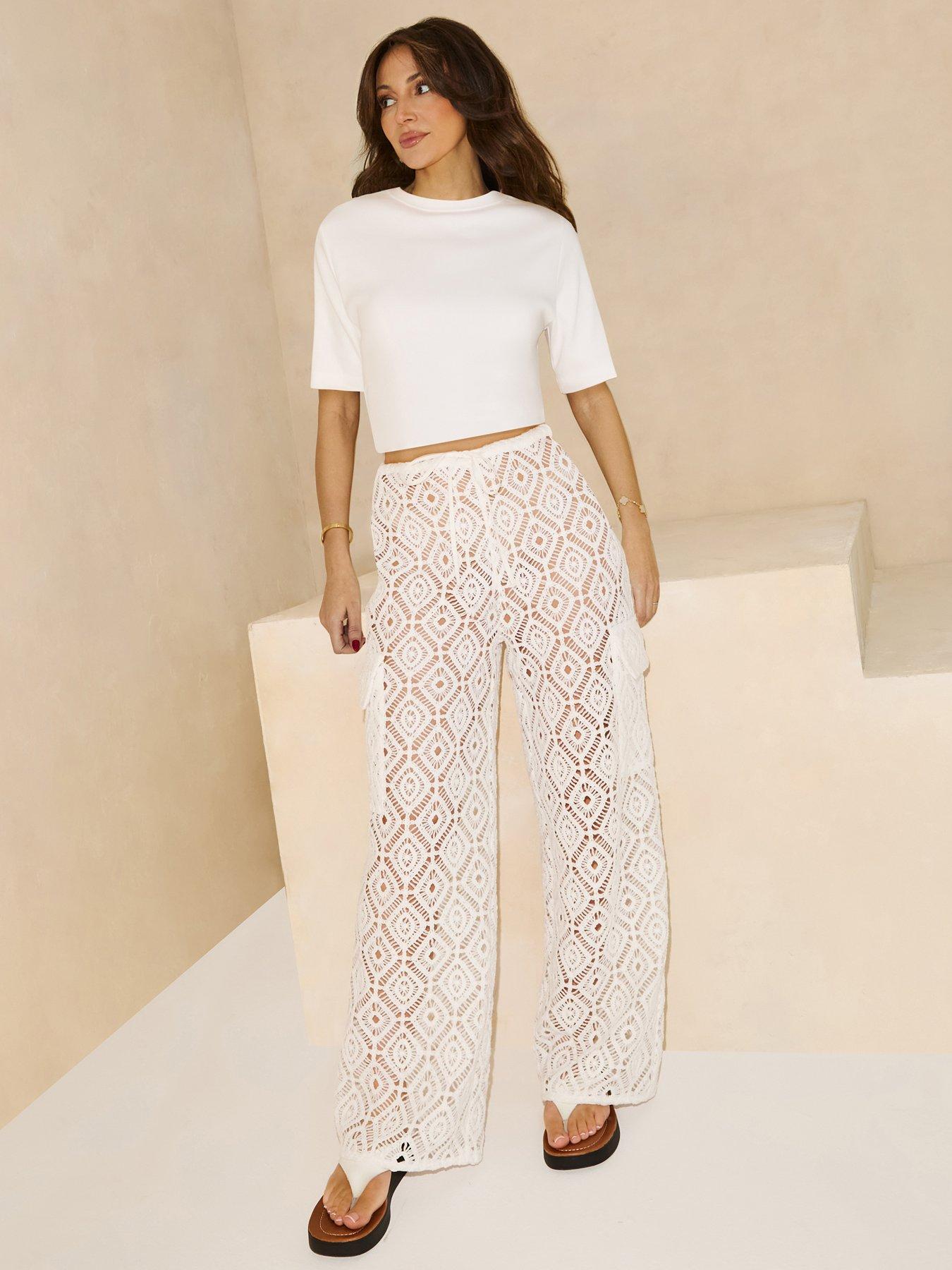 undefined Crochet Cargo Trouser - Cream