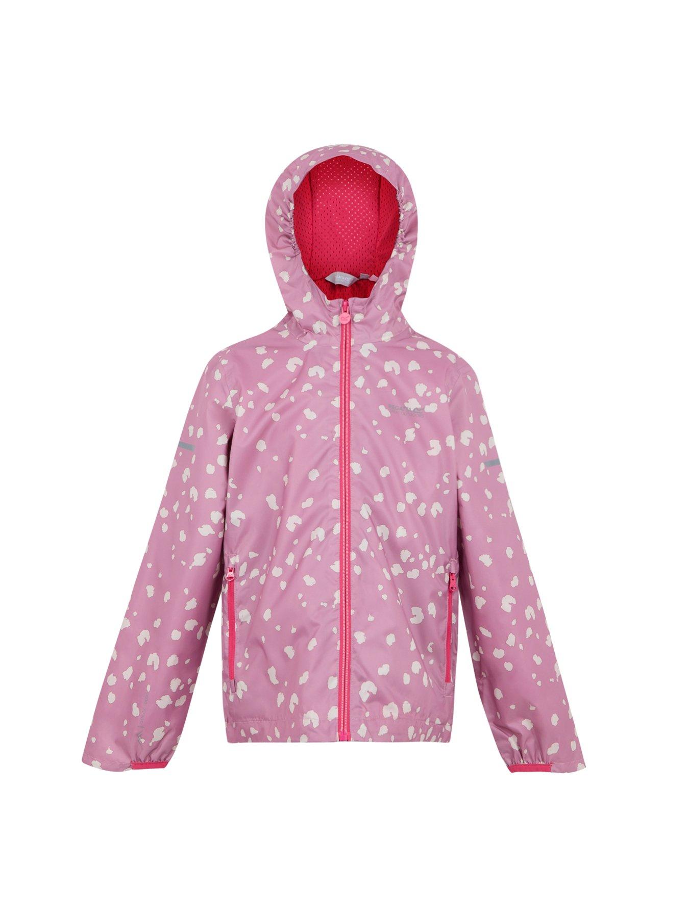 Image 5 of 6 of Regatta Printed Lever Ii Kids Waterproof Shell Jacket- Pink