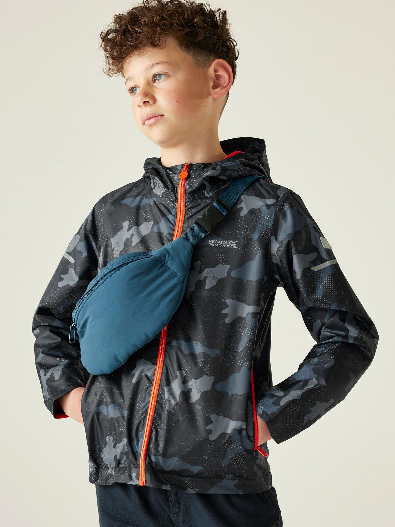 undefined Printed Lever Ii Kids Waterproof Shell Jacket- Navy