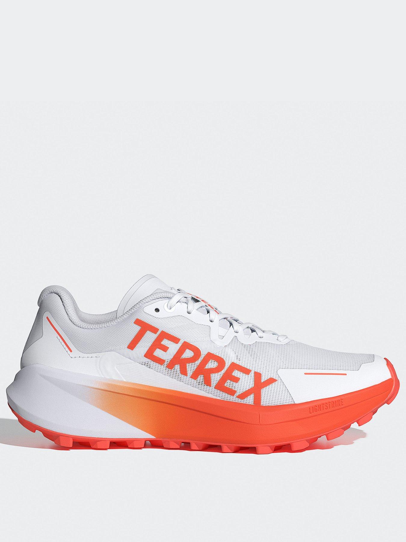 adidas Terrex Mens Agravic 3 Trail Running Shoes - White/ Orange - White/Orange/Grey