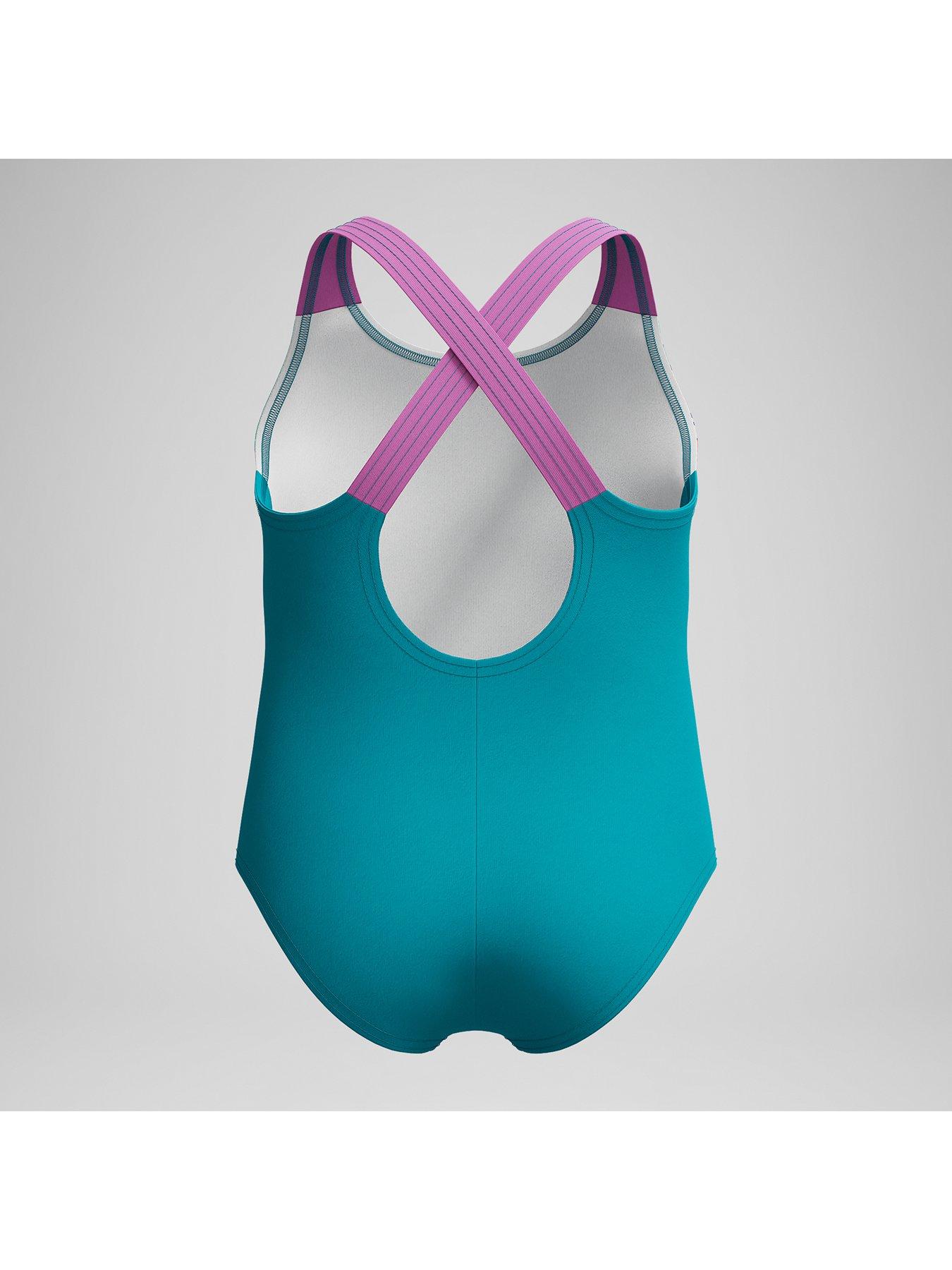 Image 2 of 5 of Speedo Girls Learn To Swim Printed Crossback - Blue/pink