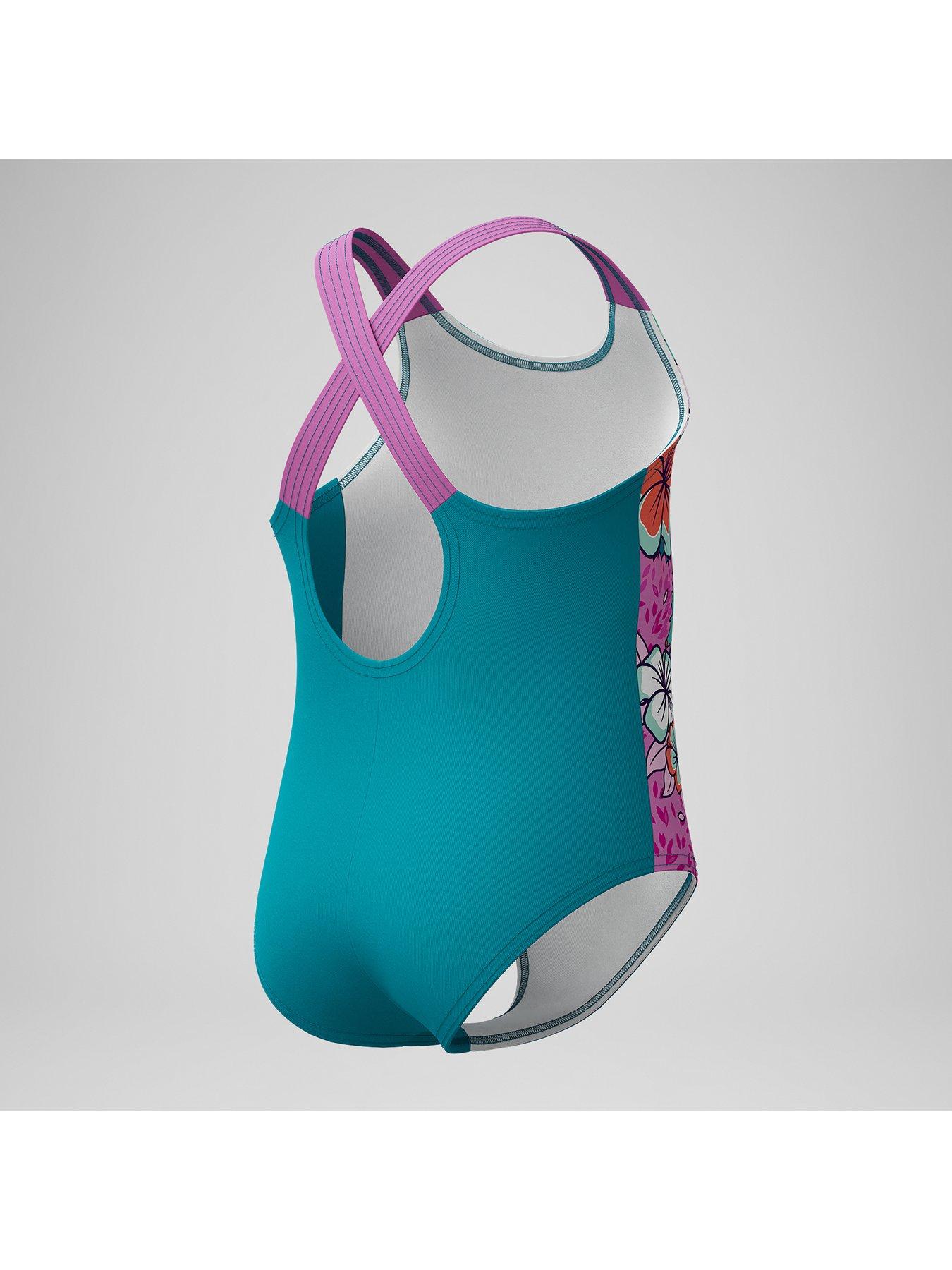 Image 4 of 5 of Speedo Girls Learn To Swim Printed Crossback - Blue/pink