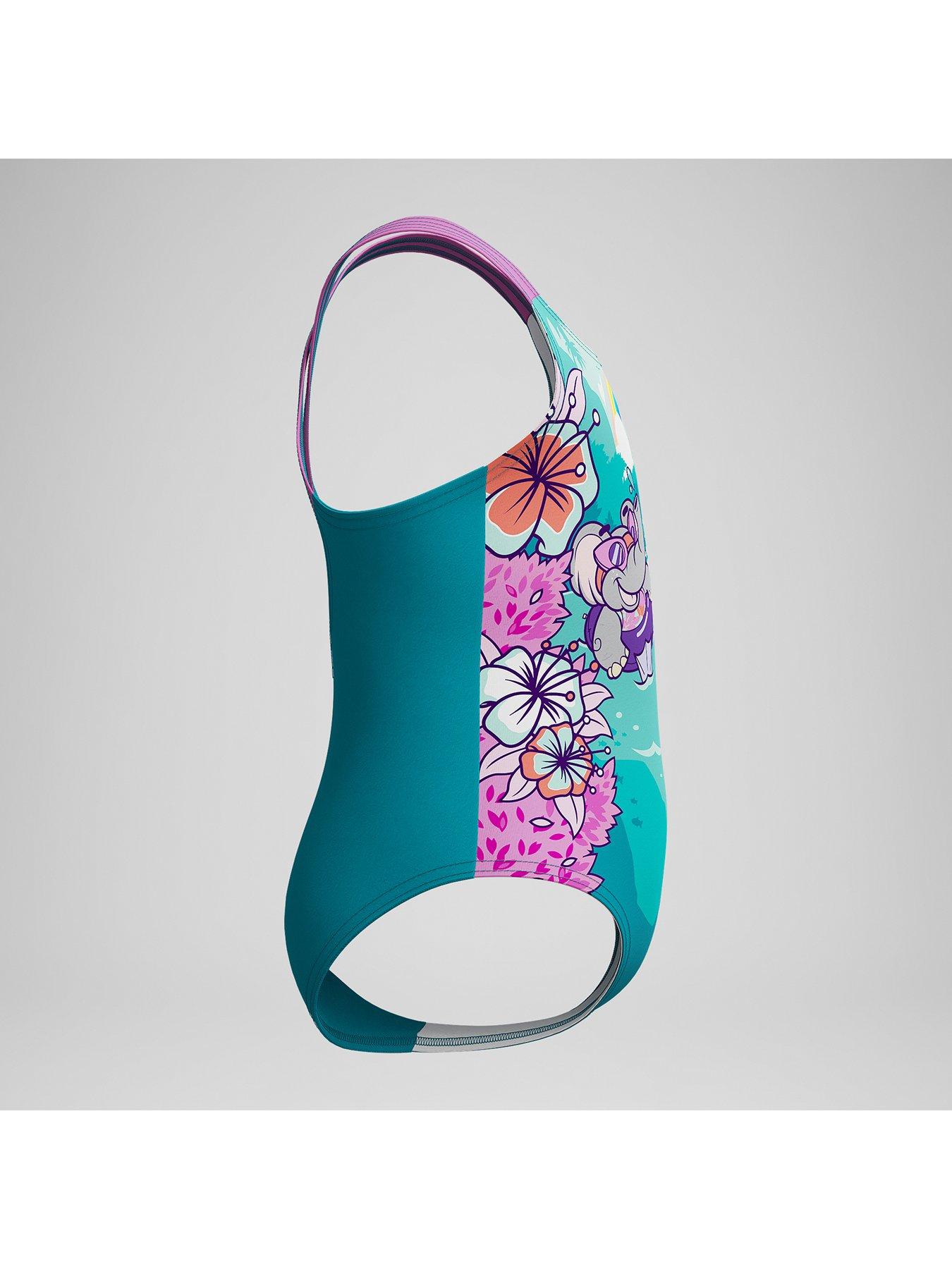 Image 5 of 5 of Speedo Girls Learn To Swim Printed Crossback - Blue/pink