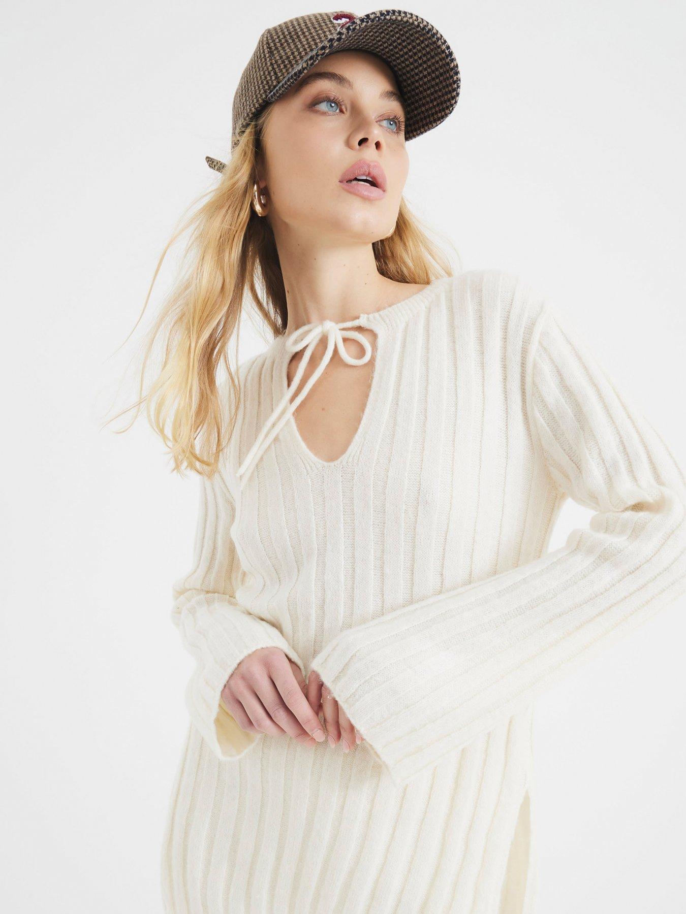 undefined Ribbed Tunic Top - Cream
