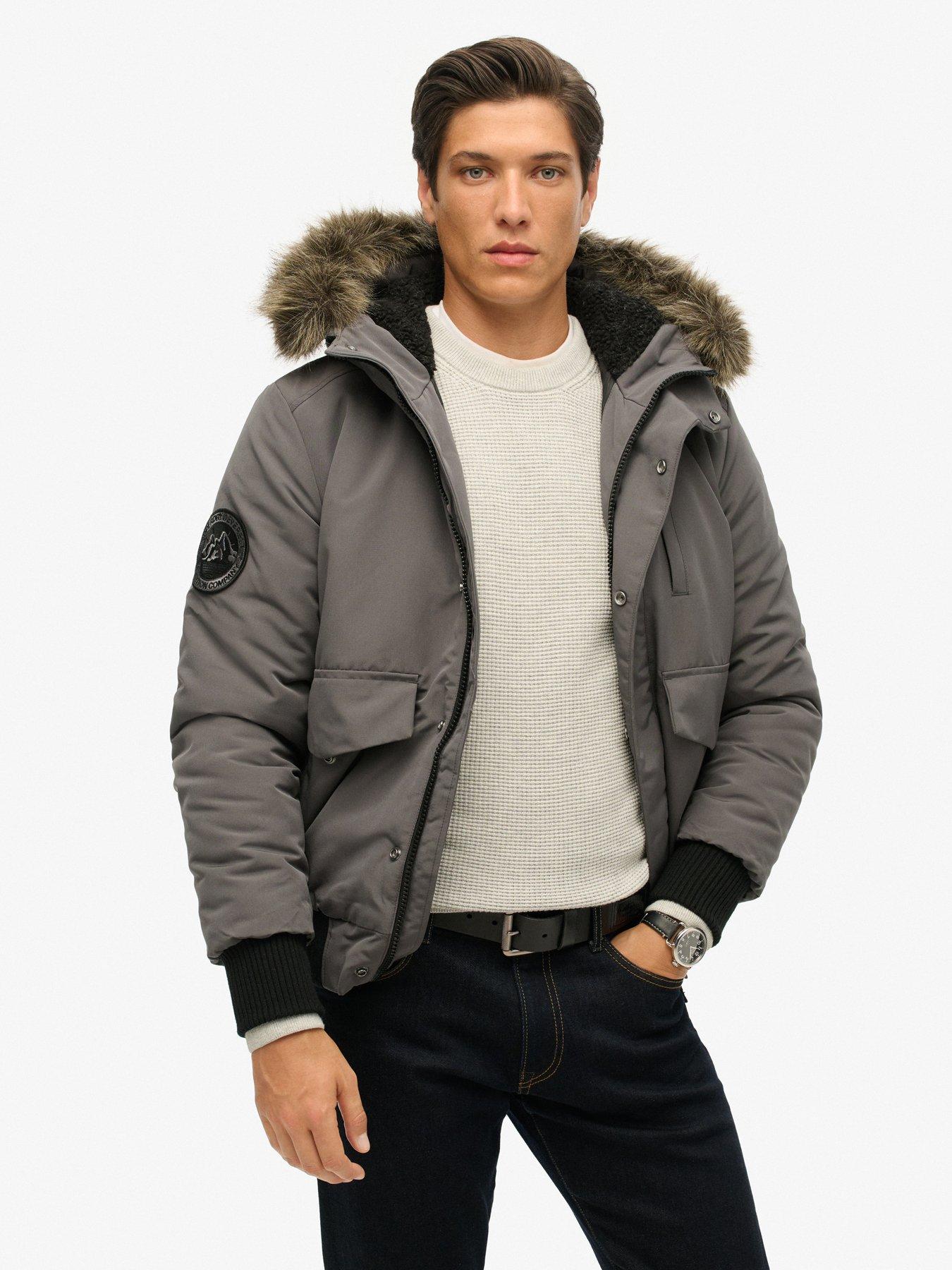 Superdry Everest Hooded Padded Jacket Dark Grey Very