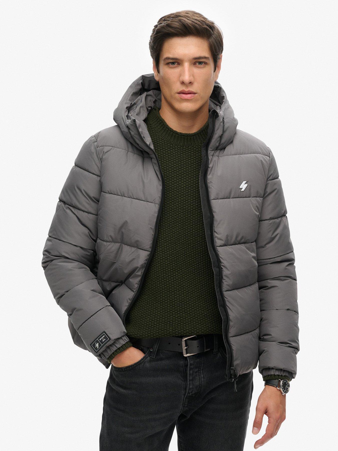 Hooded Sports Padded Jacket Grey