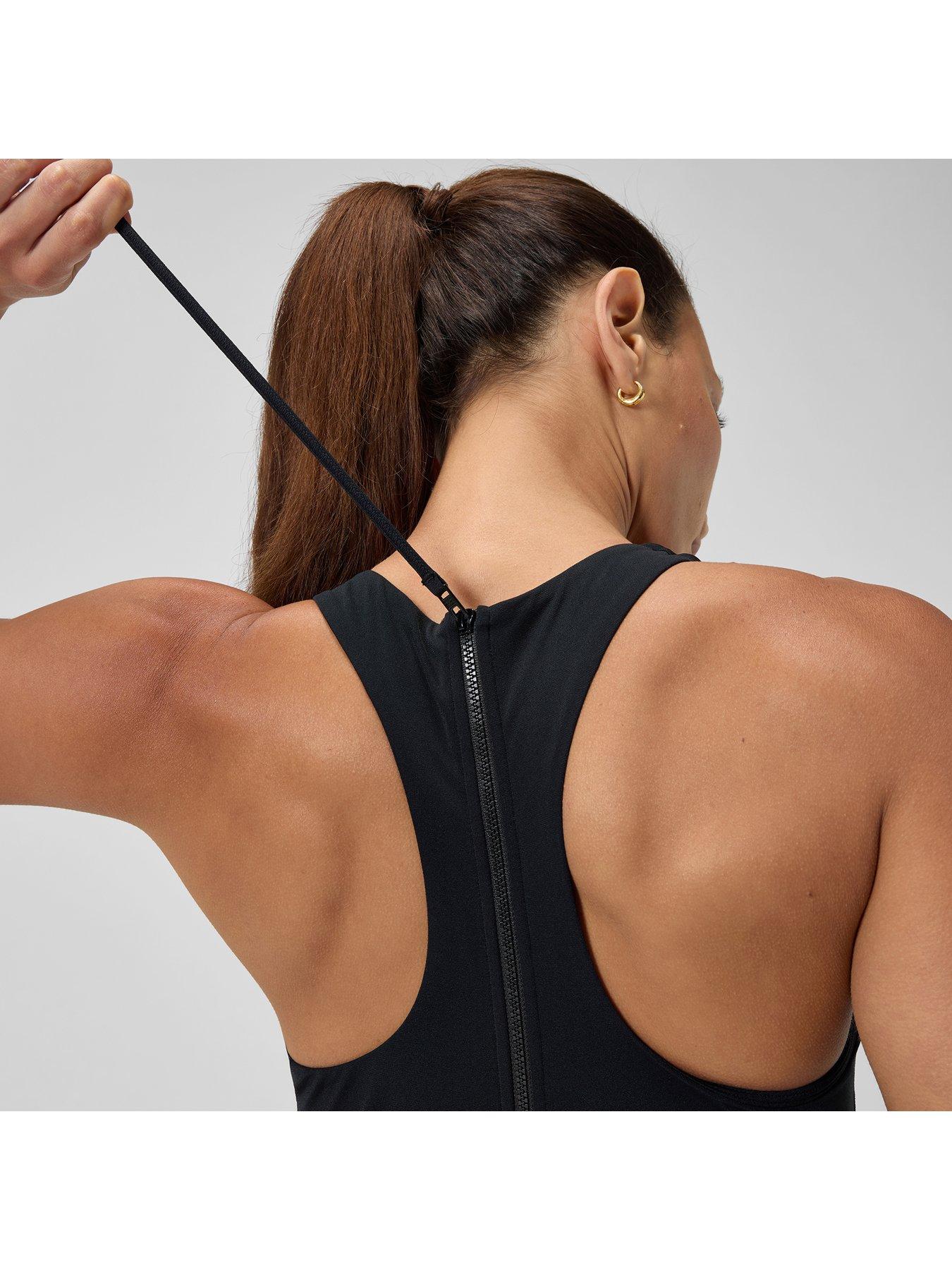 Image 5 of 6 of Speedo Womens Racer Zip Swimsuit With Built In Swim Bra - Black