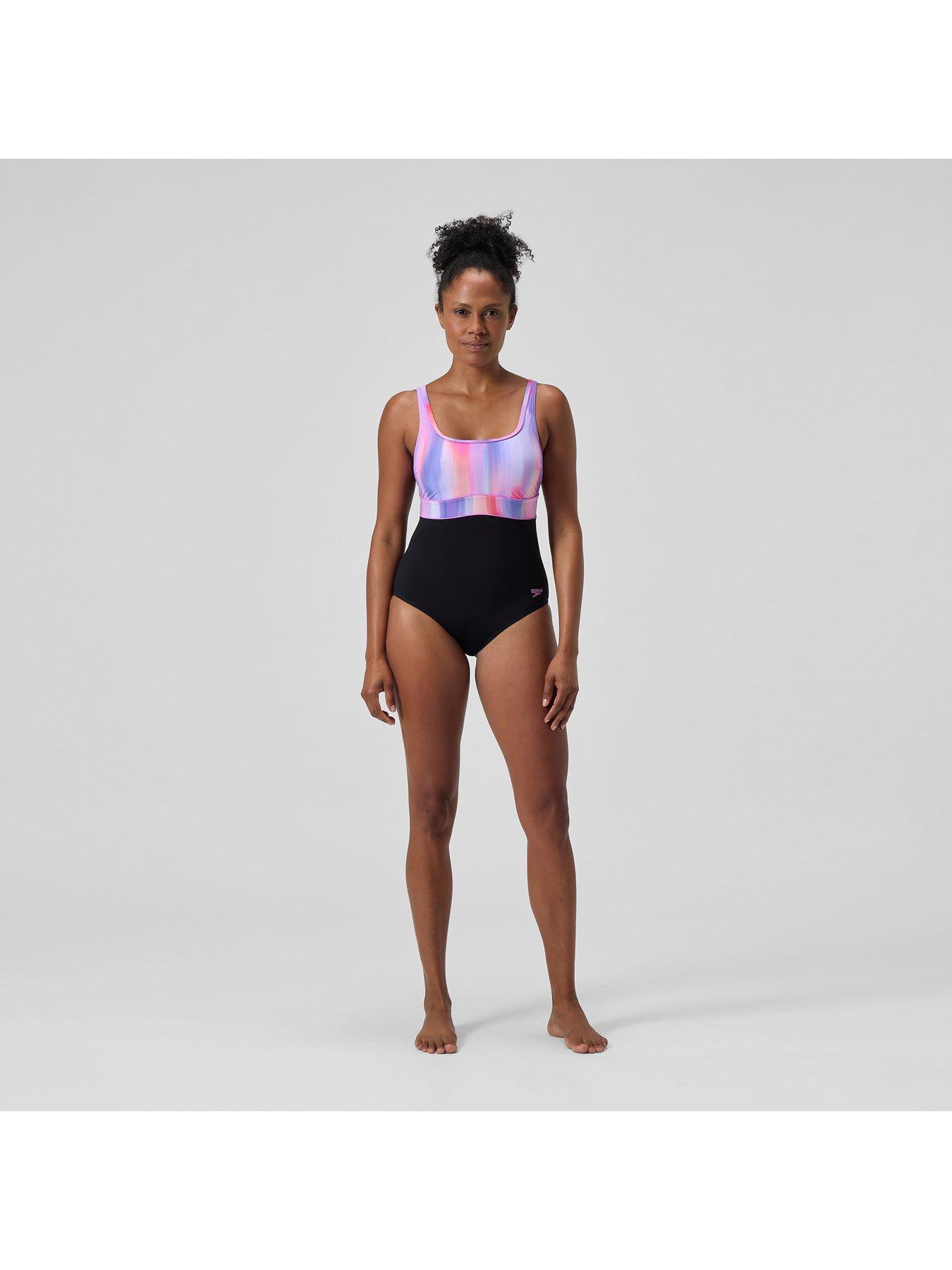 Image 3 of 6 of Speedo Womens Shaping Contoureclipse Printed 1 Piece - Black/pink
