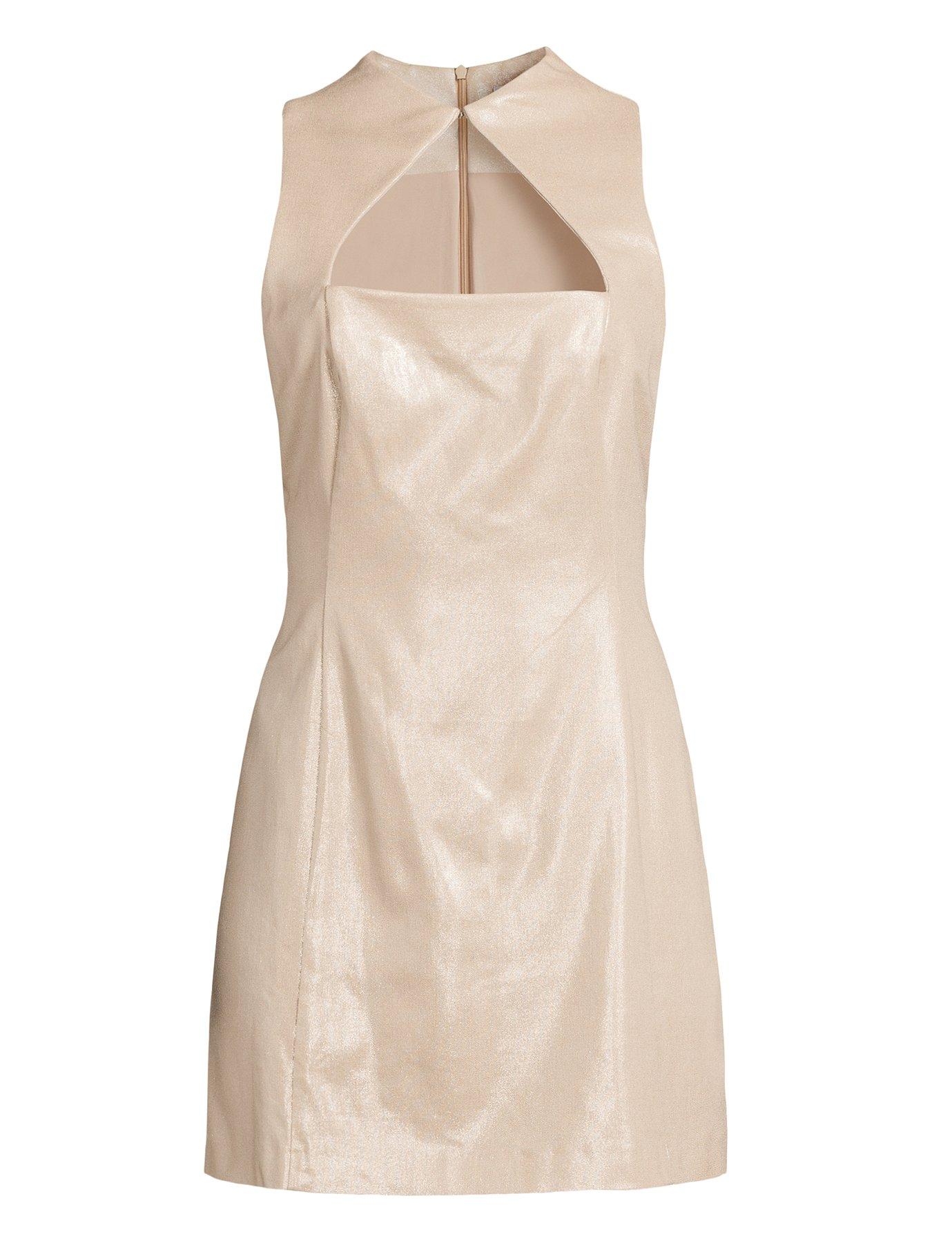 michelle keegan gold dress very Michelle Keegan High Neck Cut Out Mini Dress - Gold