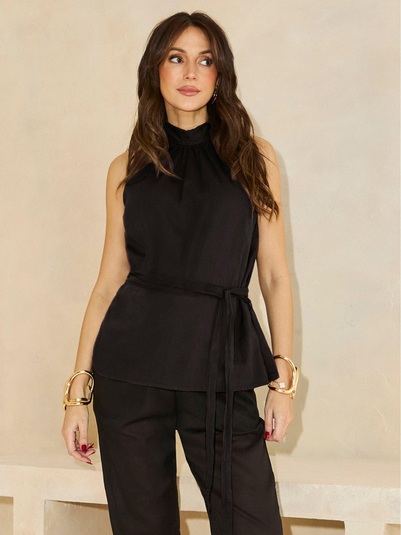 undefined Halter Neck Rami Top Co-Ord - Black
