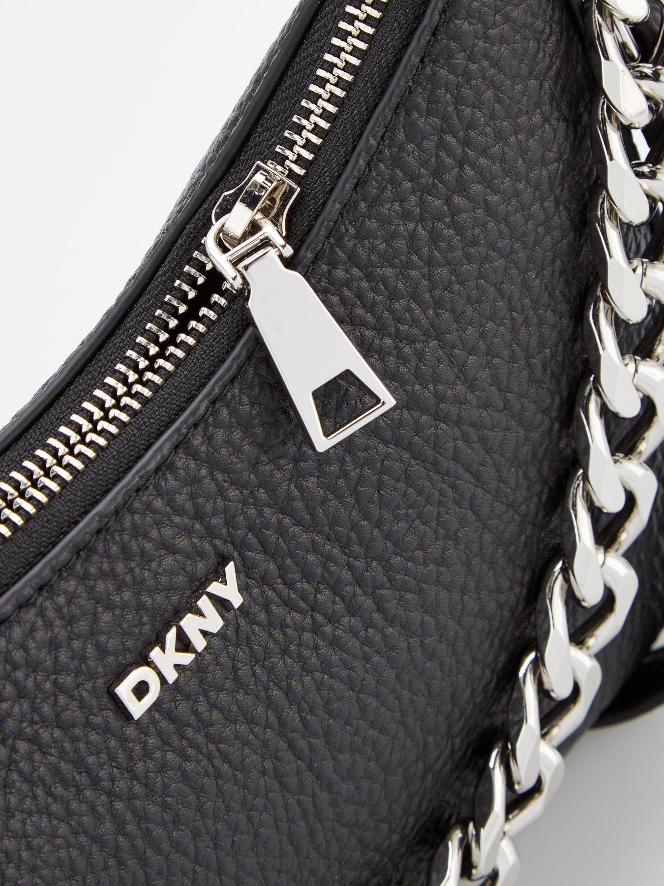 DKNY Demi Bag - Borsa A Tracolla Donna In Pelle Sutton Nero, Con Cerniera E Tasca Interna