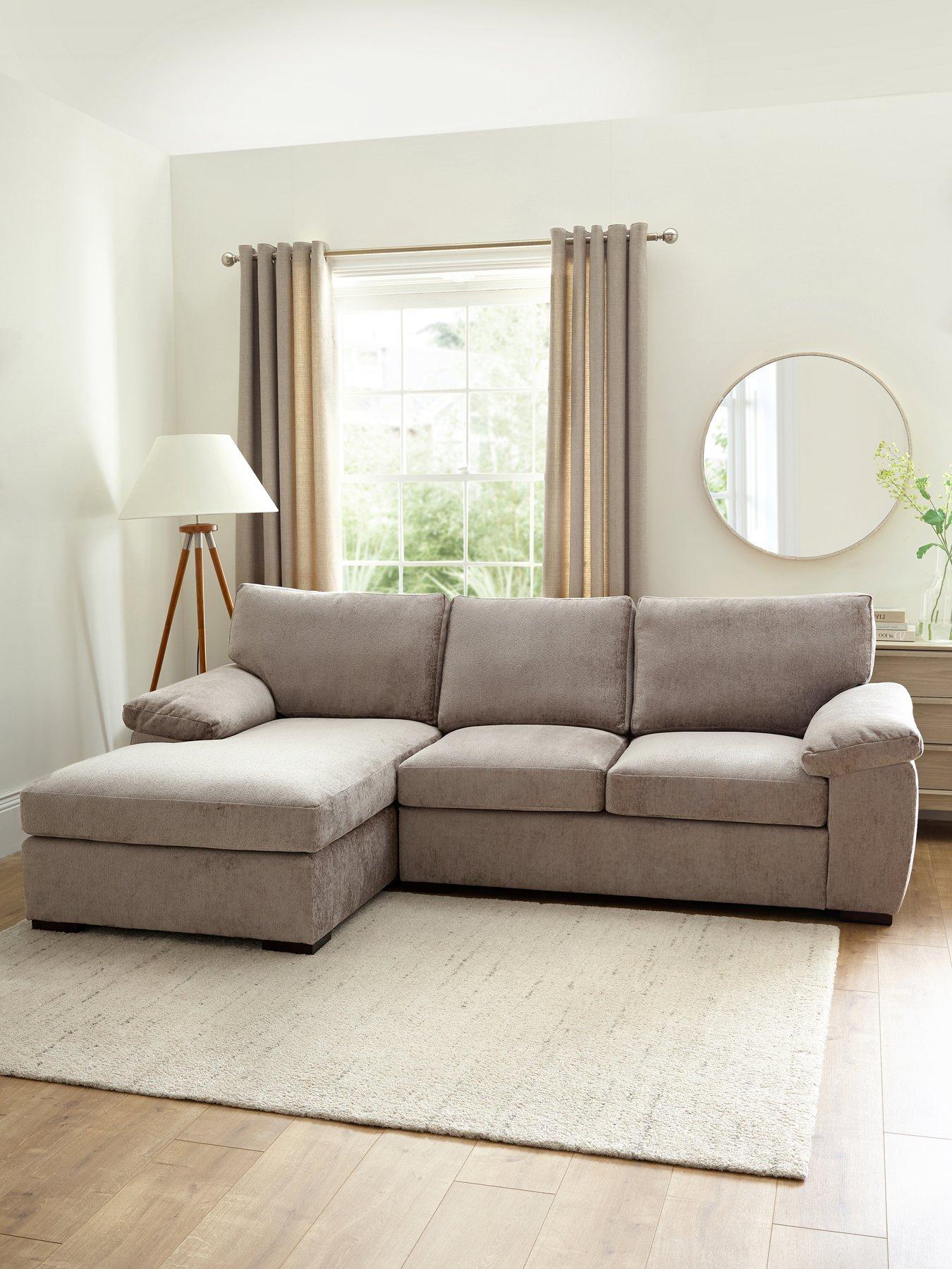 undefined Salerno Standard Back Left Hand 3 Seater Fabric Chaise Sofa - Taupe - FSC® Certified