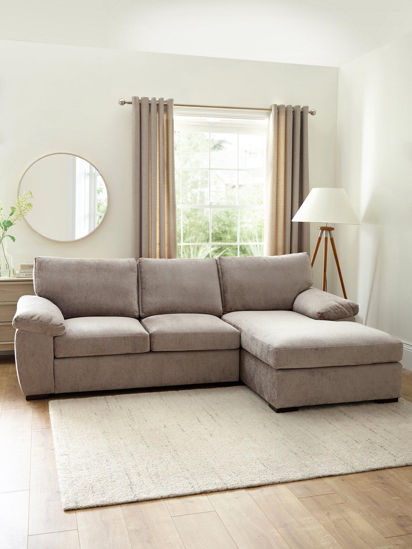 undefined Salerno Standard Back Right Hand 3 Seater Fabric Chaise Sofa - Taupe - FSC® Certified