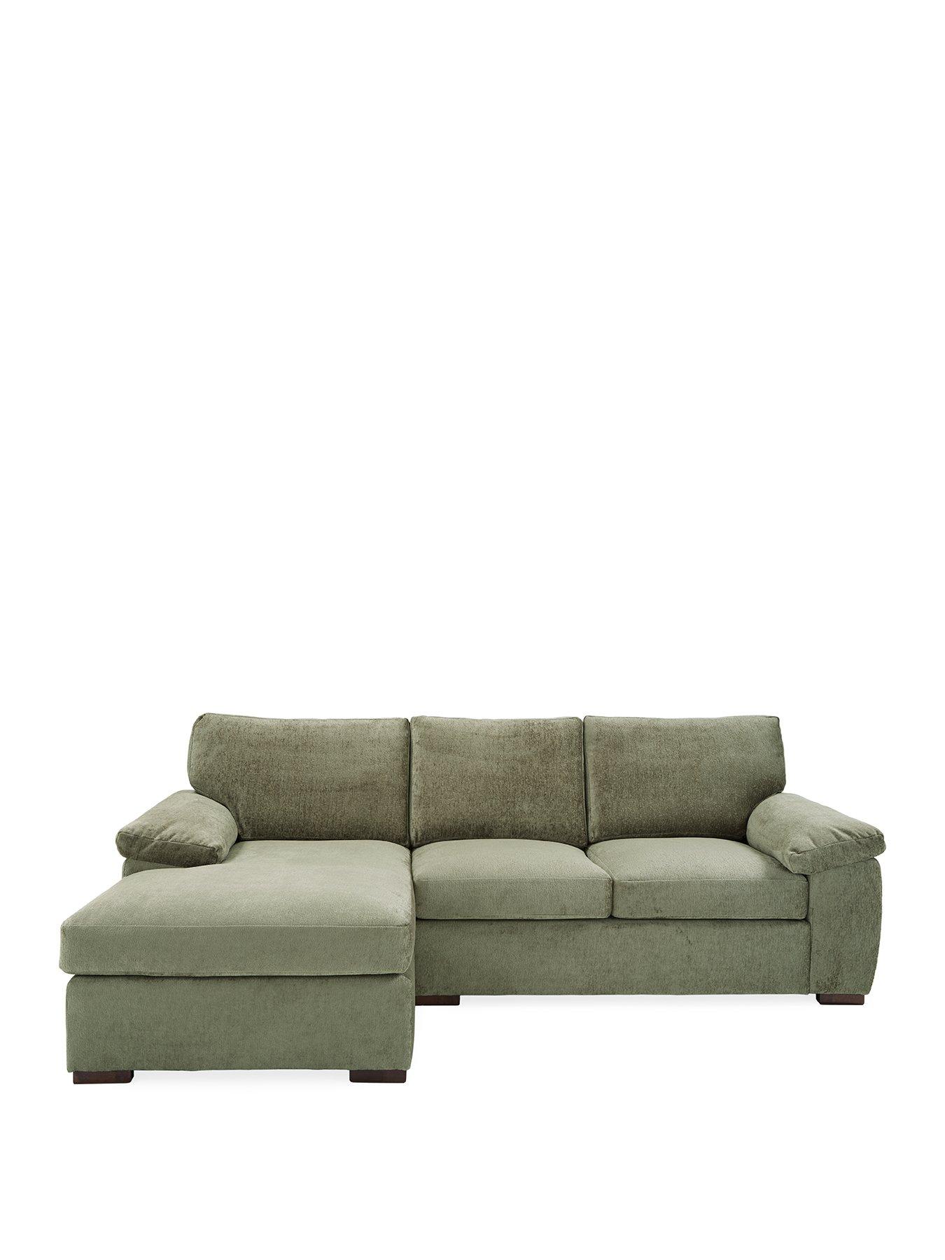 Image 2 of 7 of The Very Collection Salerno Standard Back Left Hand 3 Seater Fabric Chaise Sofa -&nbsp;Green - FSC&reg; Certified