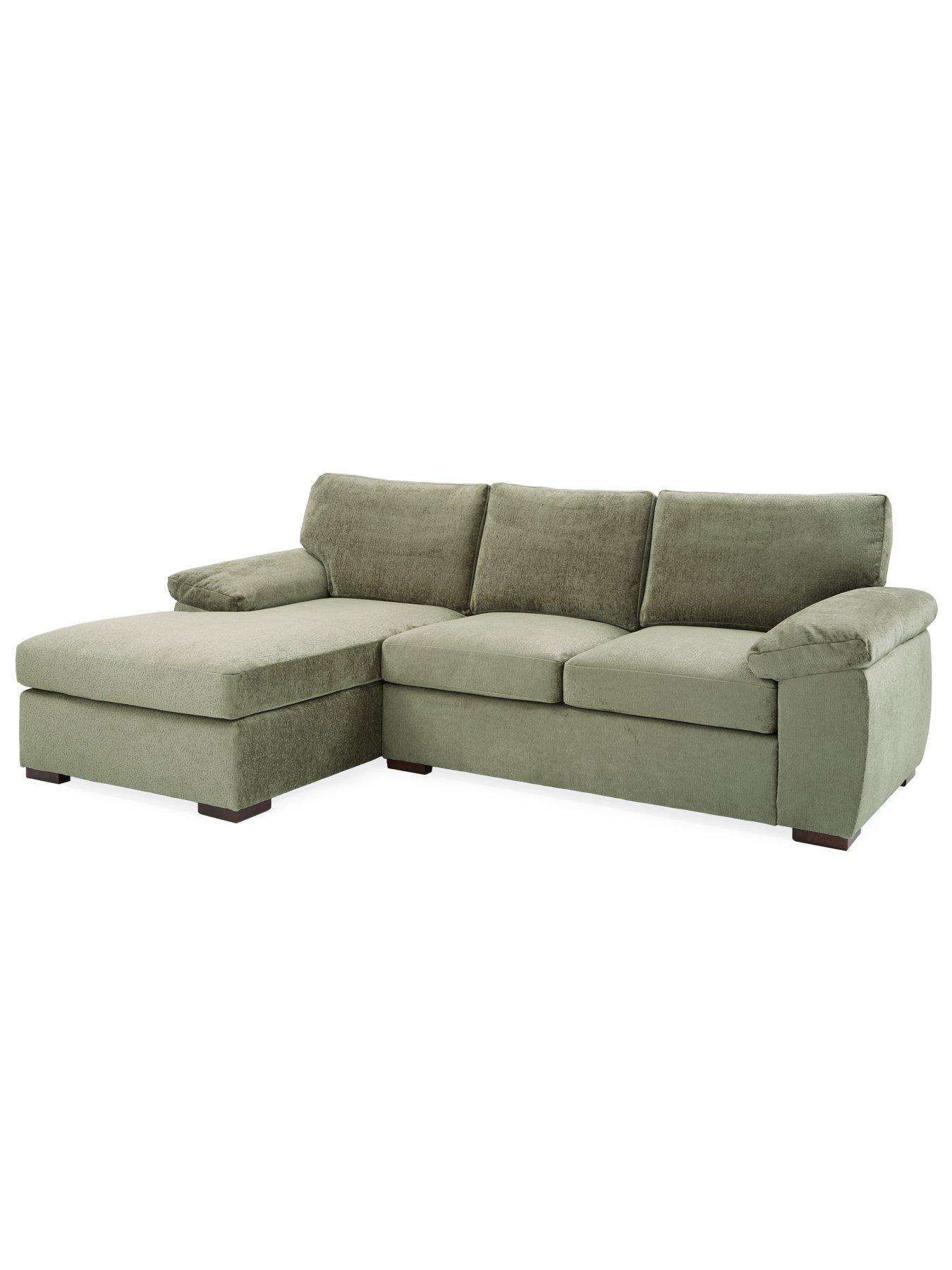 Image 3 of 7 of The Very Collection Salerno Standard Back Left Hand 3 Seater Fabric Chaise Sofa -&nbsp;Green - FSC&reg; Certified