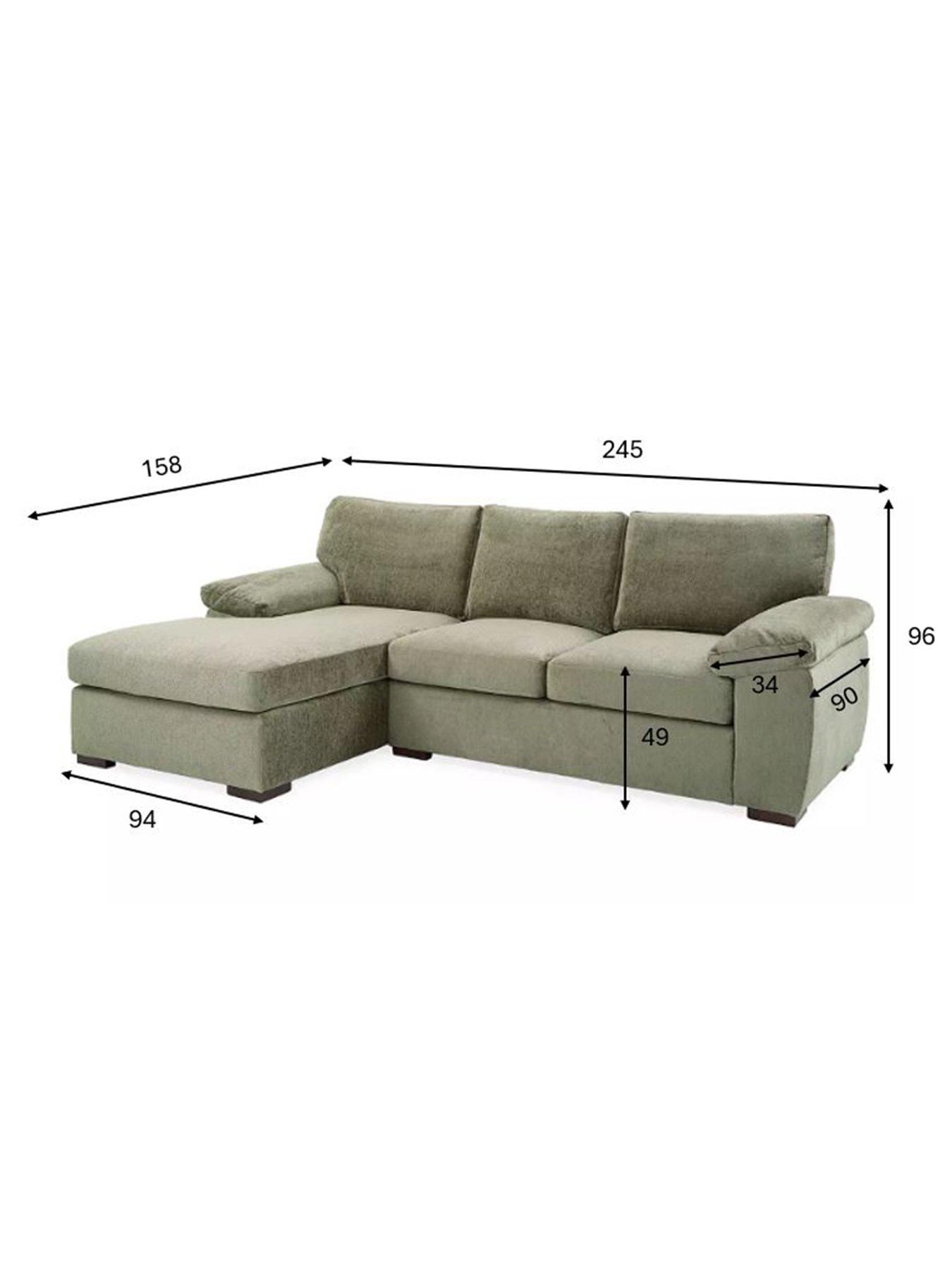 Image 6 of 7 of The Very Collection Salerno Standard Back Left Hand 3 Seater Fabric Chaise Sofa -&nbsp;Green - FSC&reg; Certified
