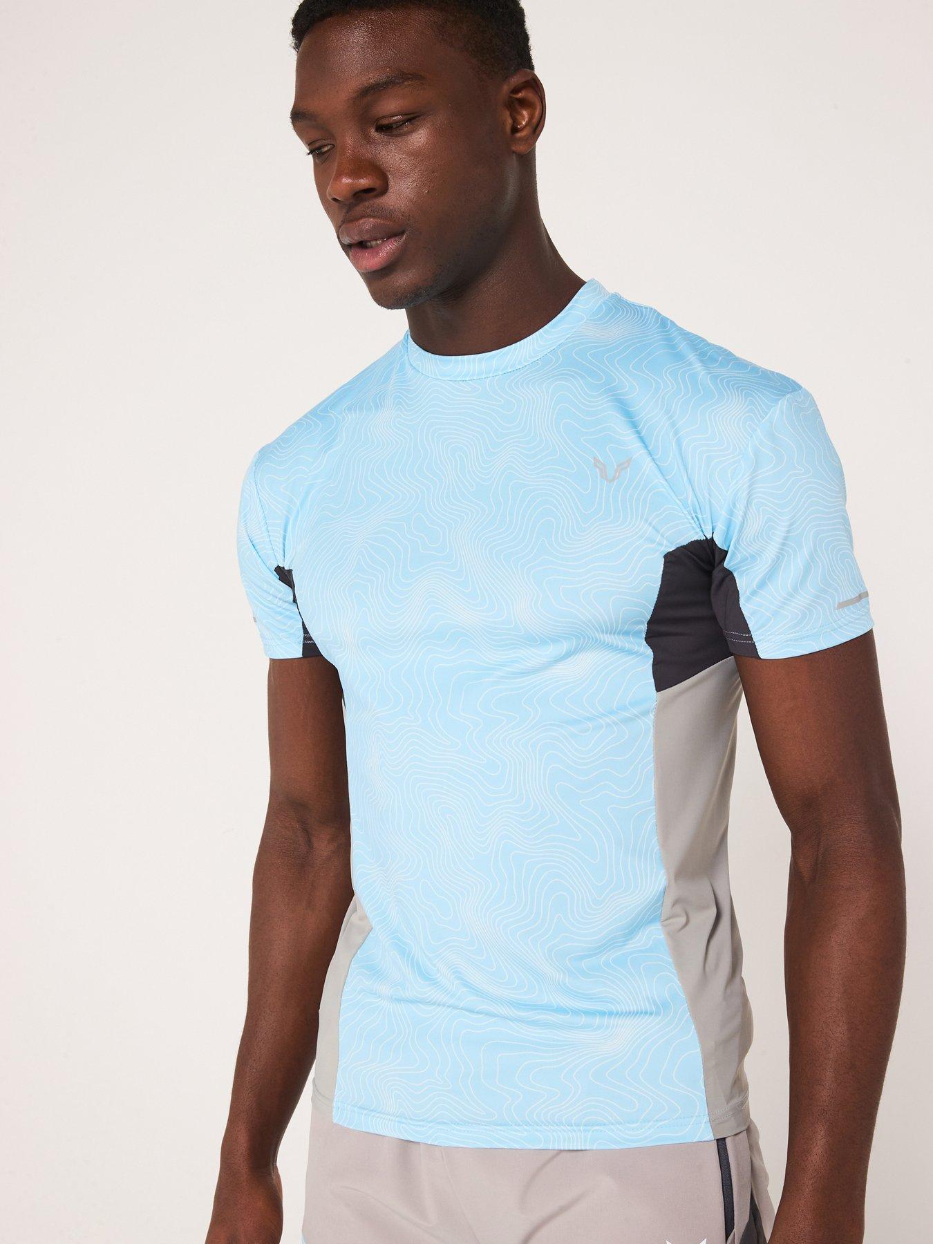 undefined Mens Force All Over Print T-Shirt - Grey/Baby Blue