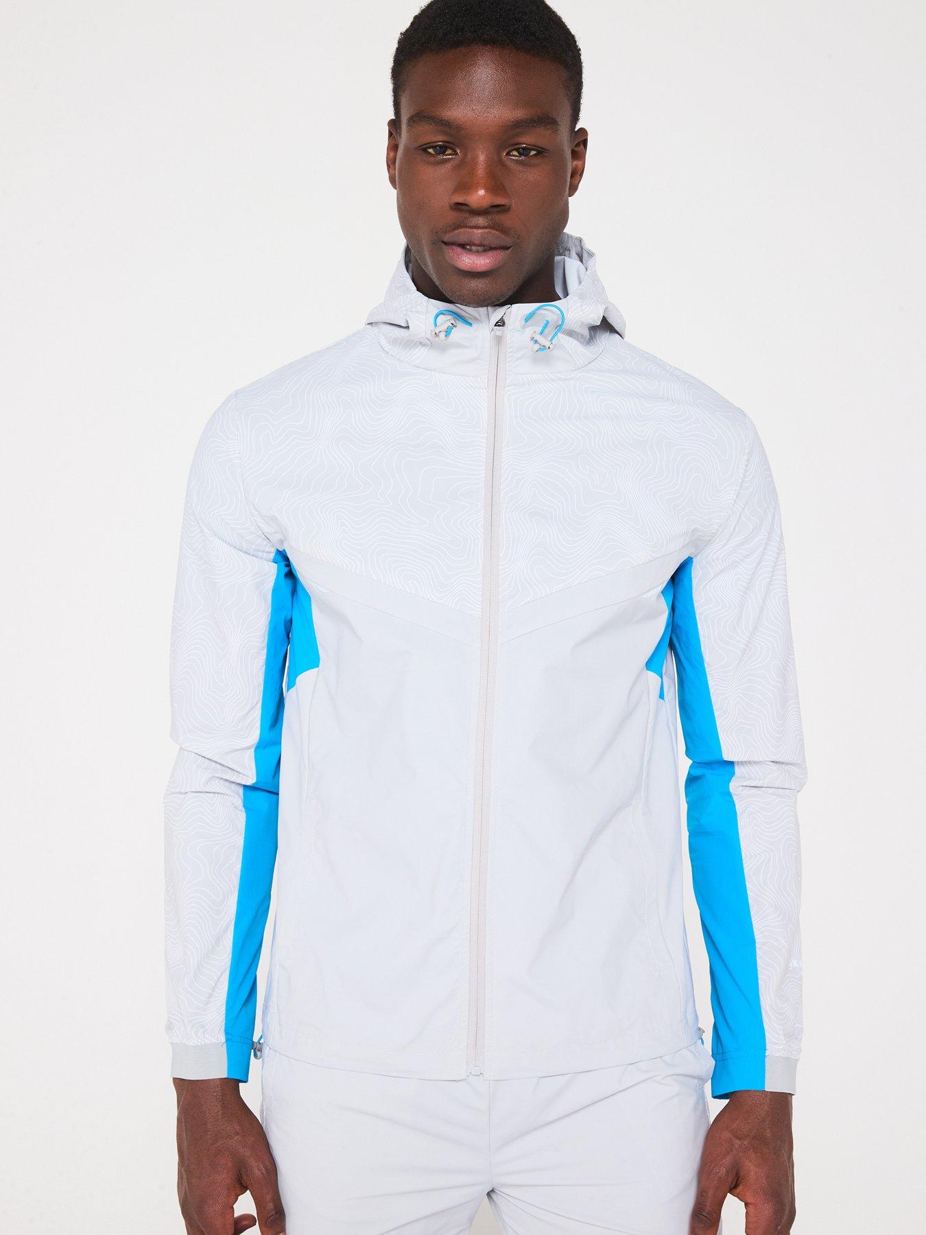 Okami Mens Contours Windbreaker - Light Grey/blue