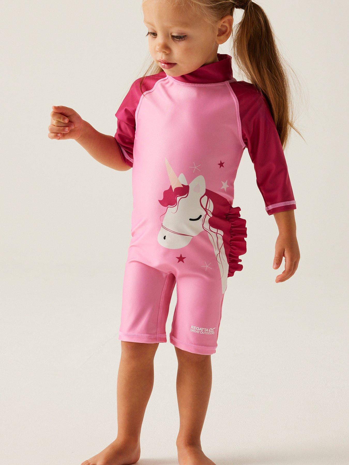 Regatta Kids Animal Rash Swimsuit- Pink, Pink, Size 12-18 Months