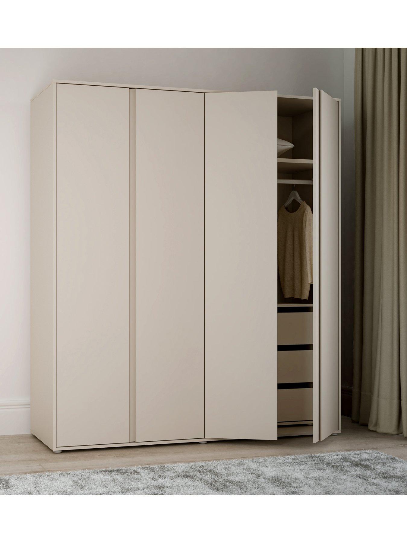 Product photograph of Very Home Lisson 4 Door Wardrobe With Internal Chest Of Drawers - Oatmeal - Fsc Reg Certified from very.co.uk