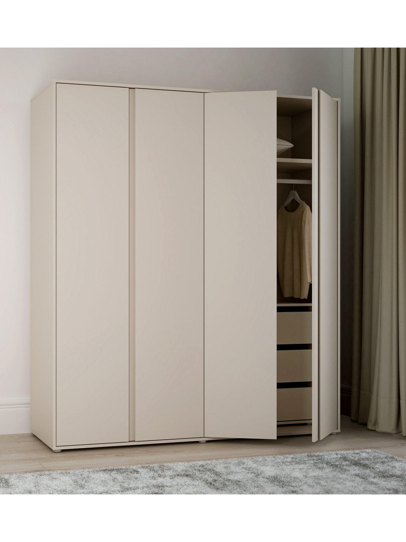 undefined Lisson 4 Door Wardrobe with Internal Chest of Drawers - Oatmeal - FSC® Certified