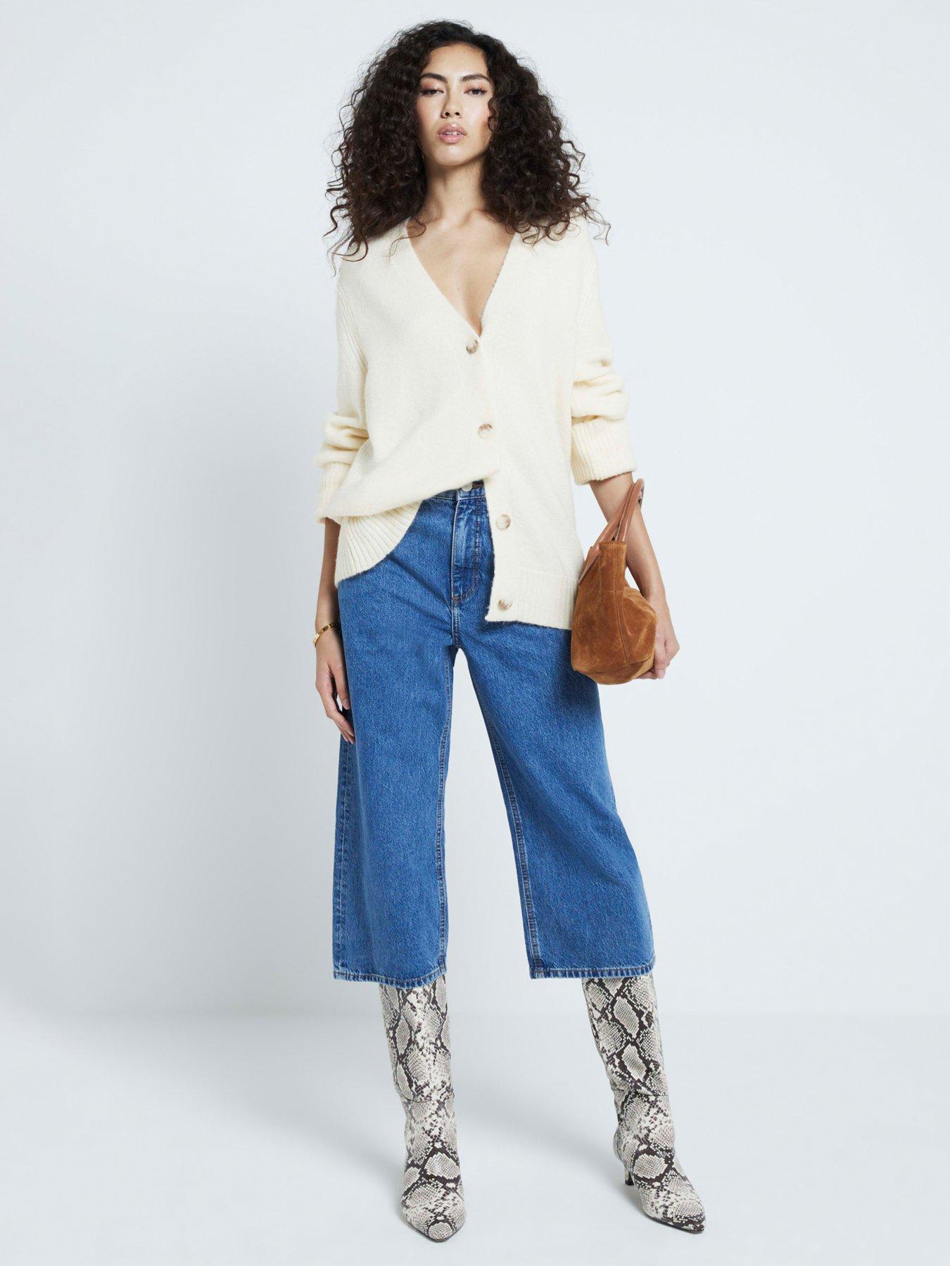 Image 2 of 4 of River Island Midi Length Button Cardigan - Cream