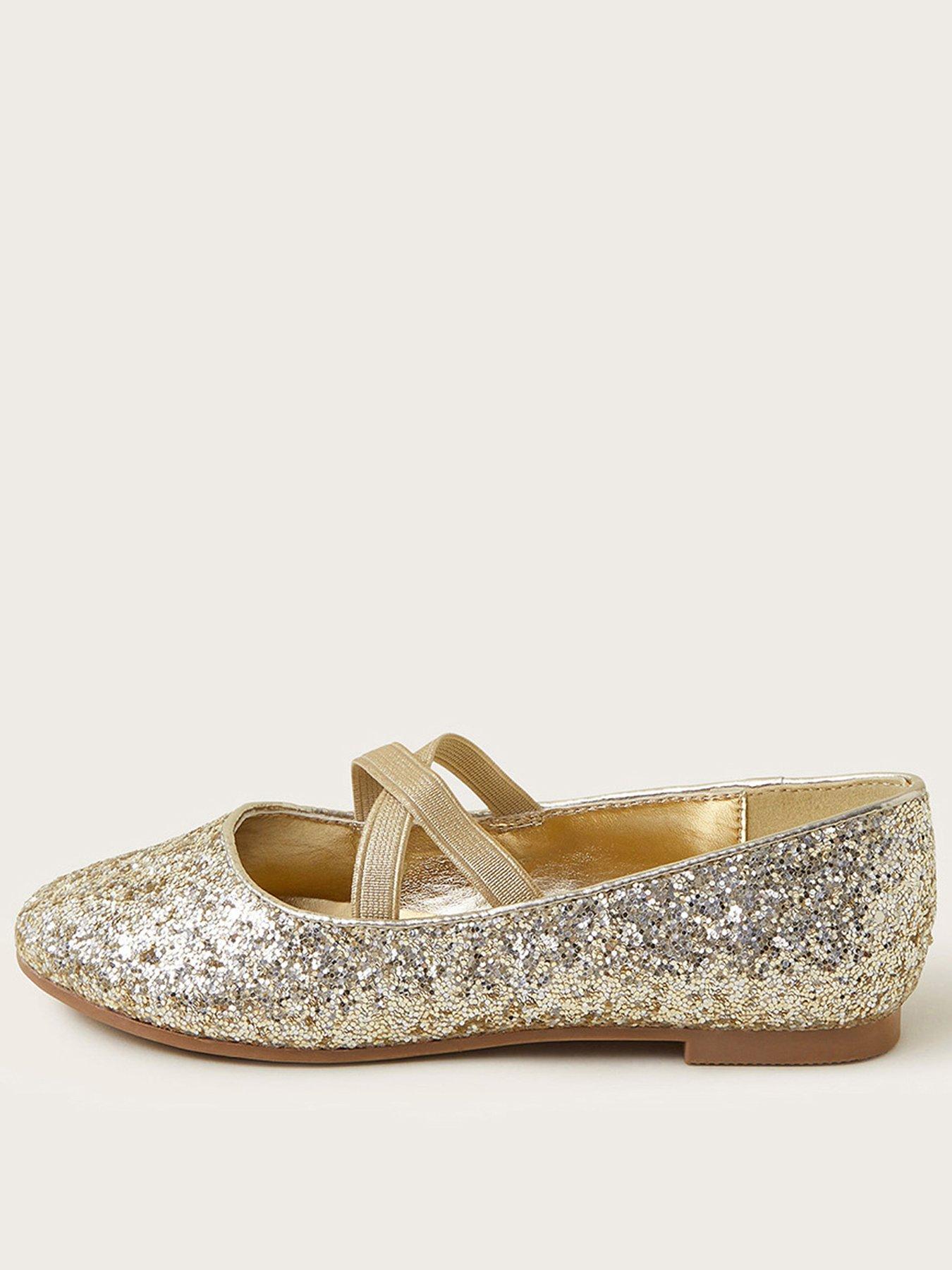 undefined Girls Glitter Ballerina Flat Shoes - Gold