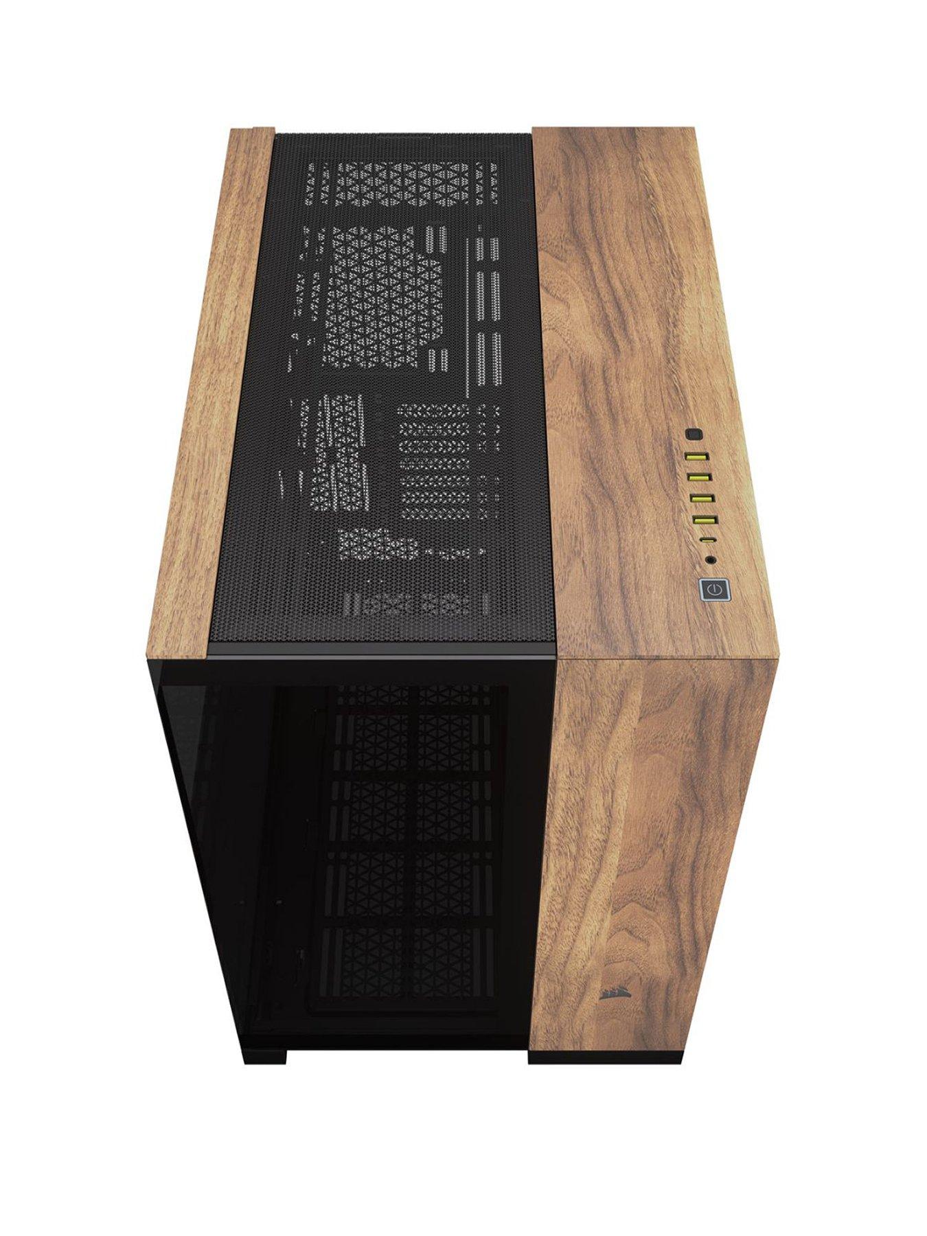 Image 3 of 4 of CORSAIR 6500X Tempered Glass Mid-Tower PC Case - Black/Walnut Wood
