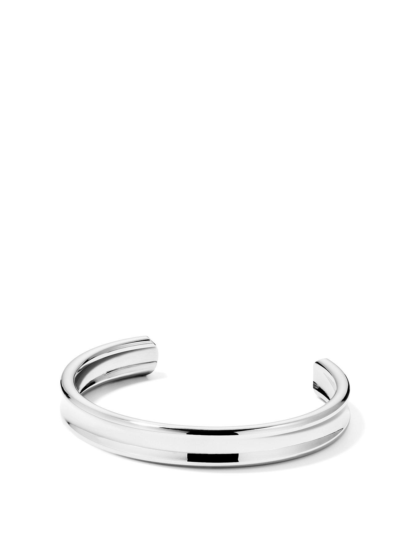 Product photograph of The Love Silver Collection Men S Stainless Steel Open Cuff Bangle from very.co.uk