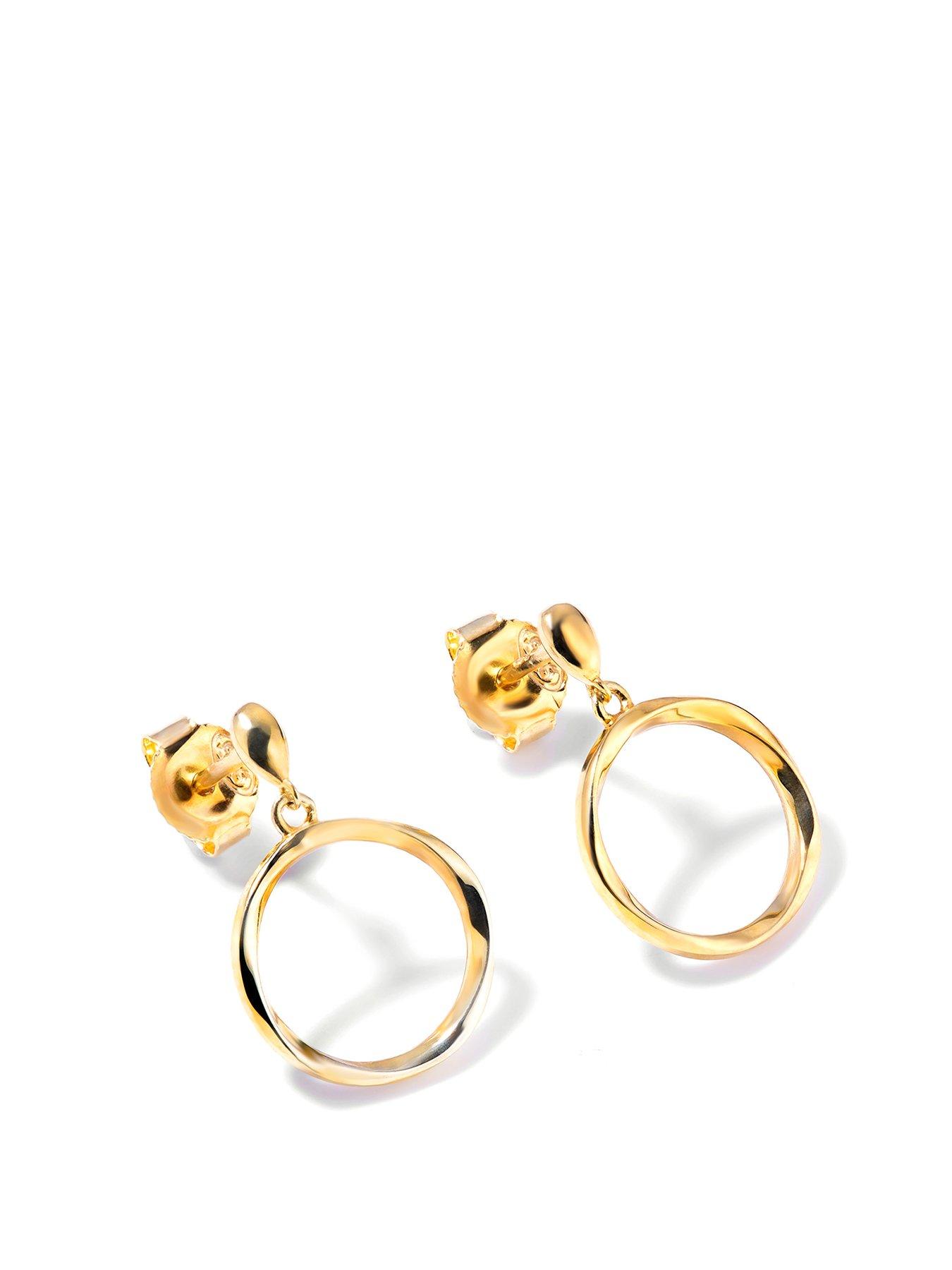 Product photograph of The Love Silver Collection Gold Plated Sterling Silver Circle Swirl Stud Earrings from very.co.uk