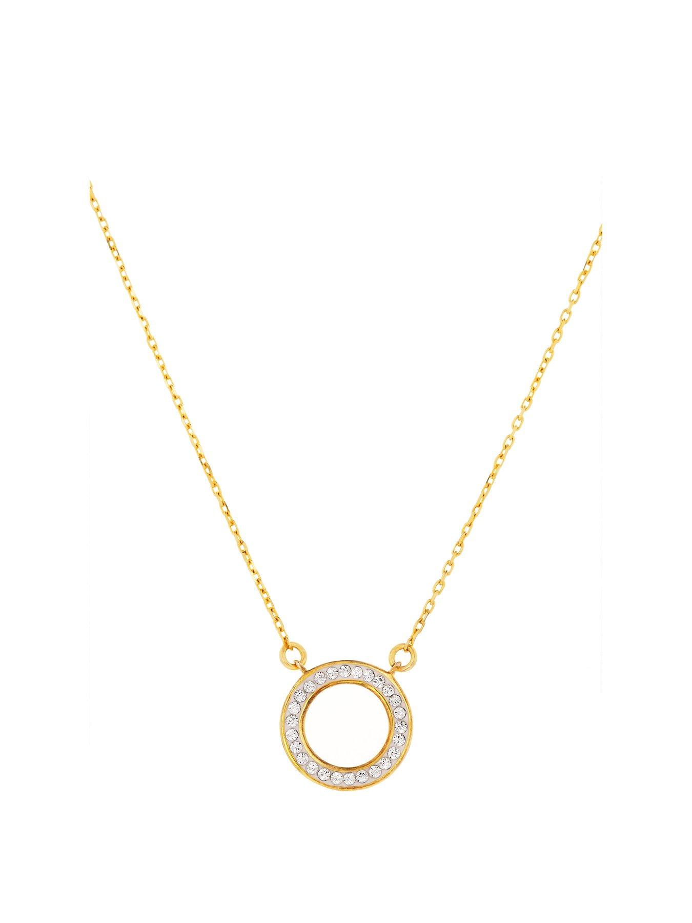 undefined Gold Plated Sterling Silver Crystal Halo Necklace