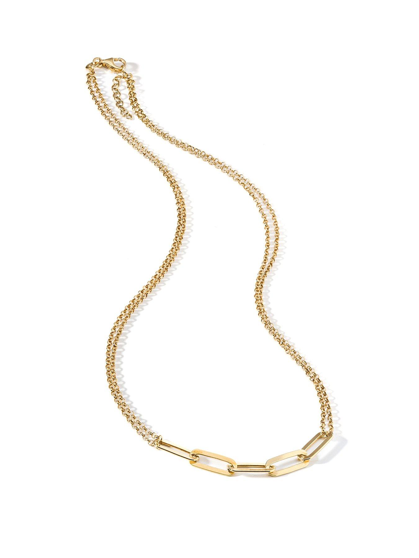 Product photograph of The Love Silver Collection Gold Plated Sterling Silver Paperclip Necklace from very.co.uk