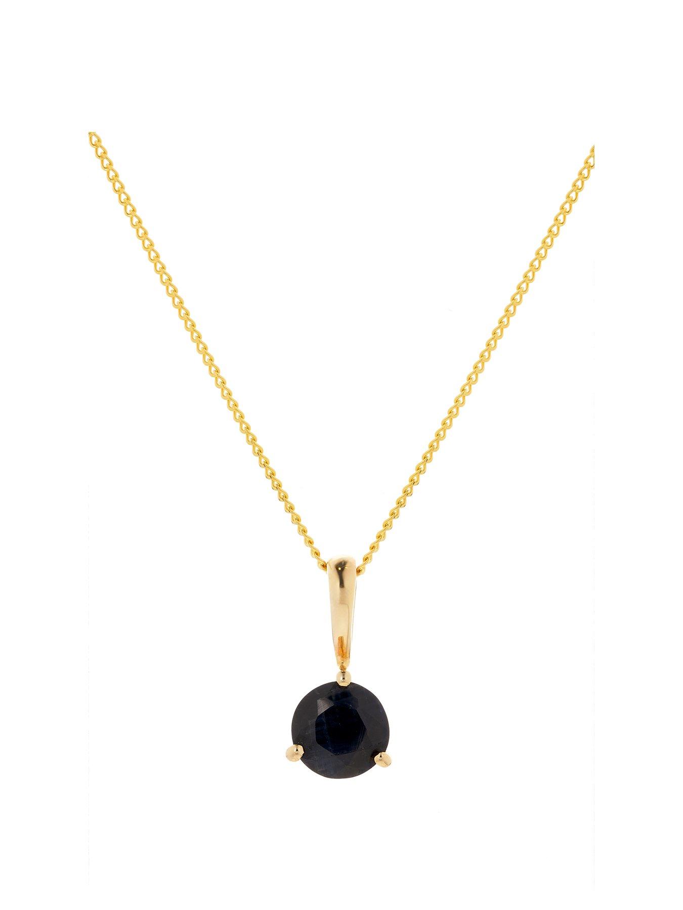 Product photograph of Love Gem Gold Plated Sterling Silver 5mm Black Sapphire Round Pendant from very.co.uk