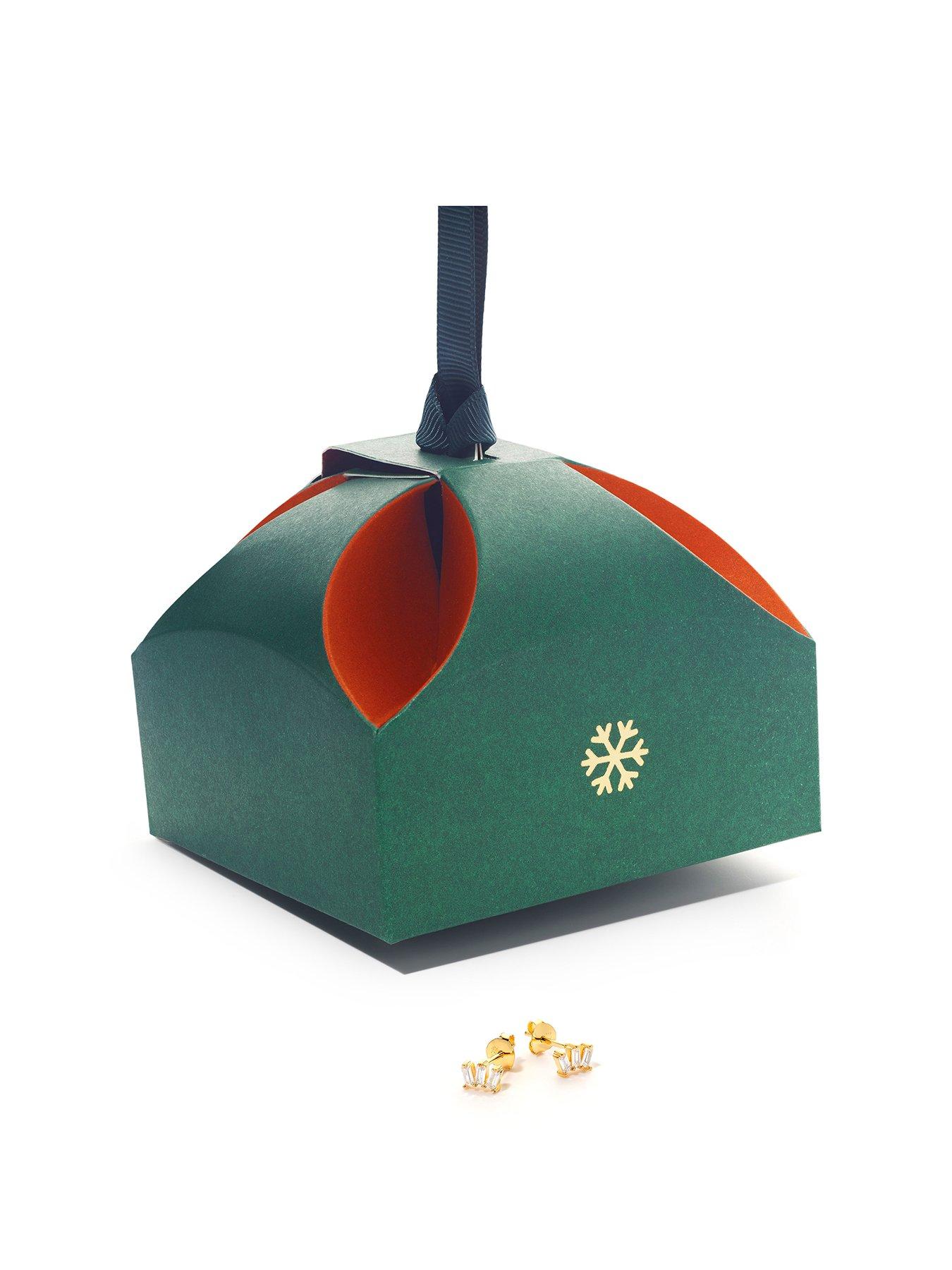 Product photograph of The Love Silver Collection 18ct Gold Plated Sterling Silver Cubic Zirconia Baguette Studs from very.co.uk