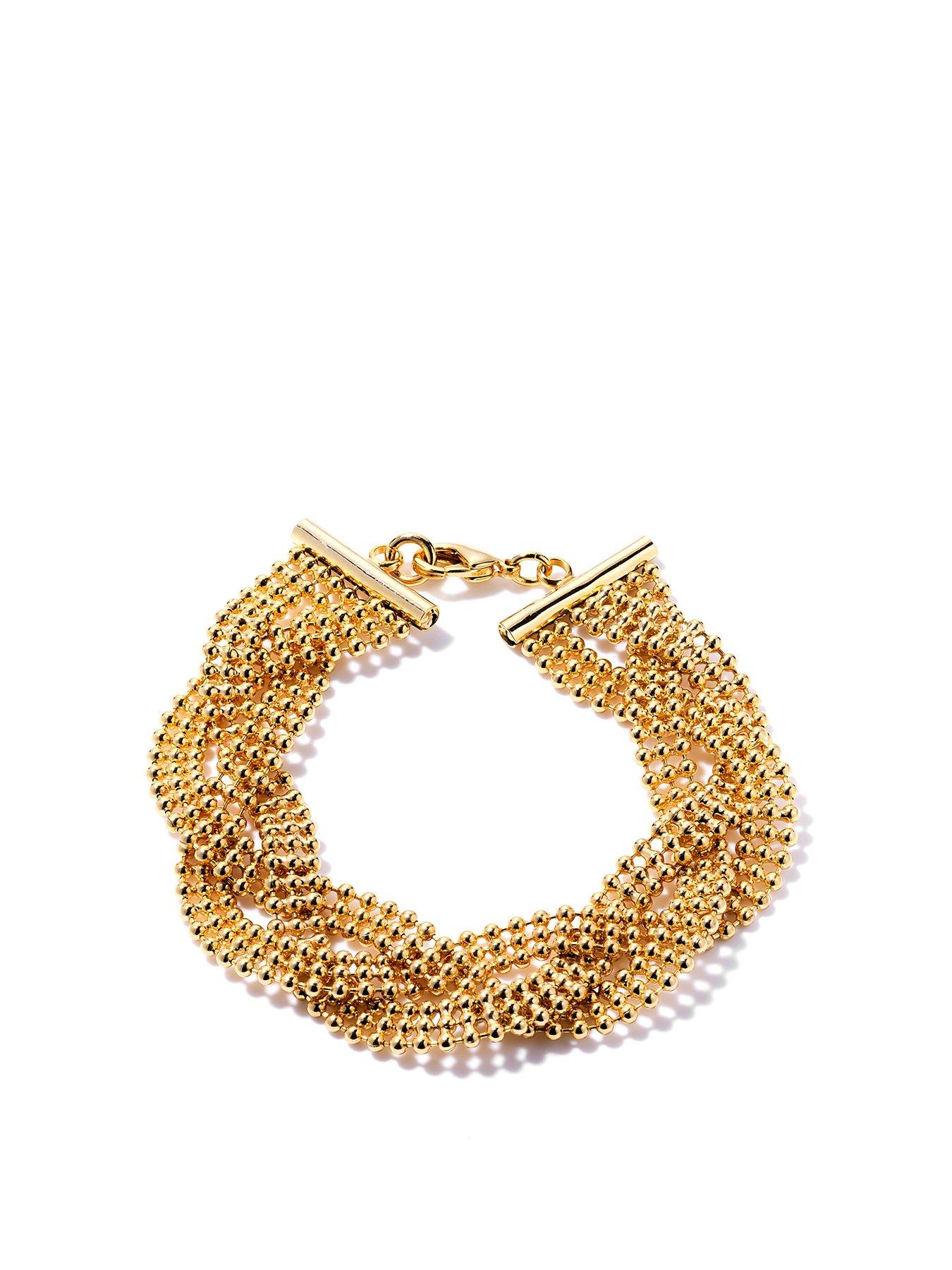 Product photograph of The Love Silver Collection 24ct Gold Plated Plaited Bracelet from very.co.uk