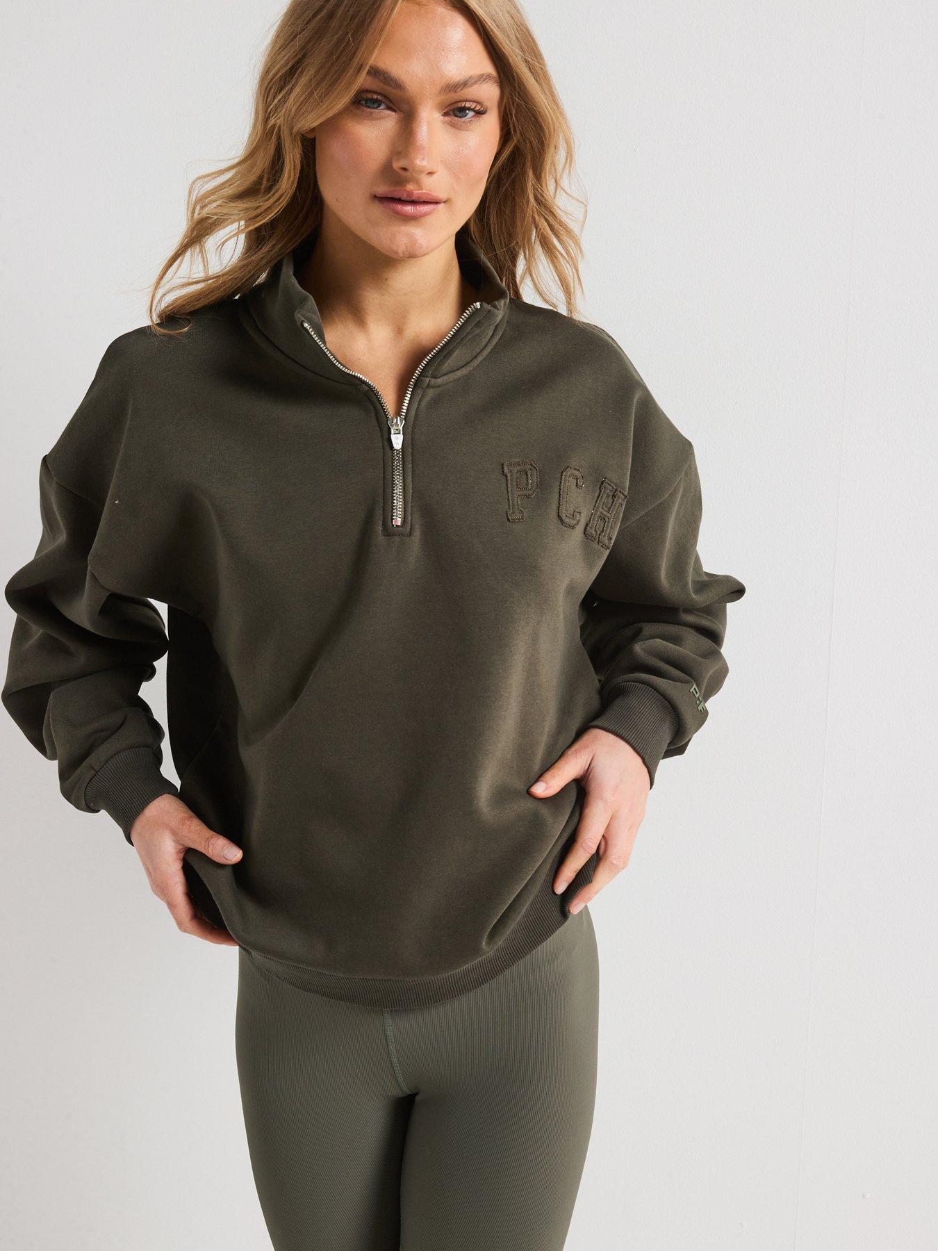 undefined Women's Elsa Zip Neck Sweatshirt - Khaki