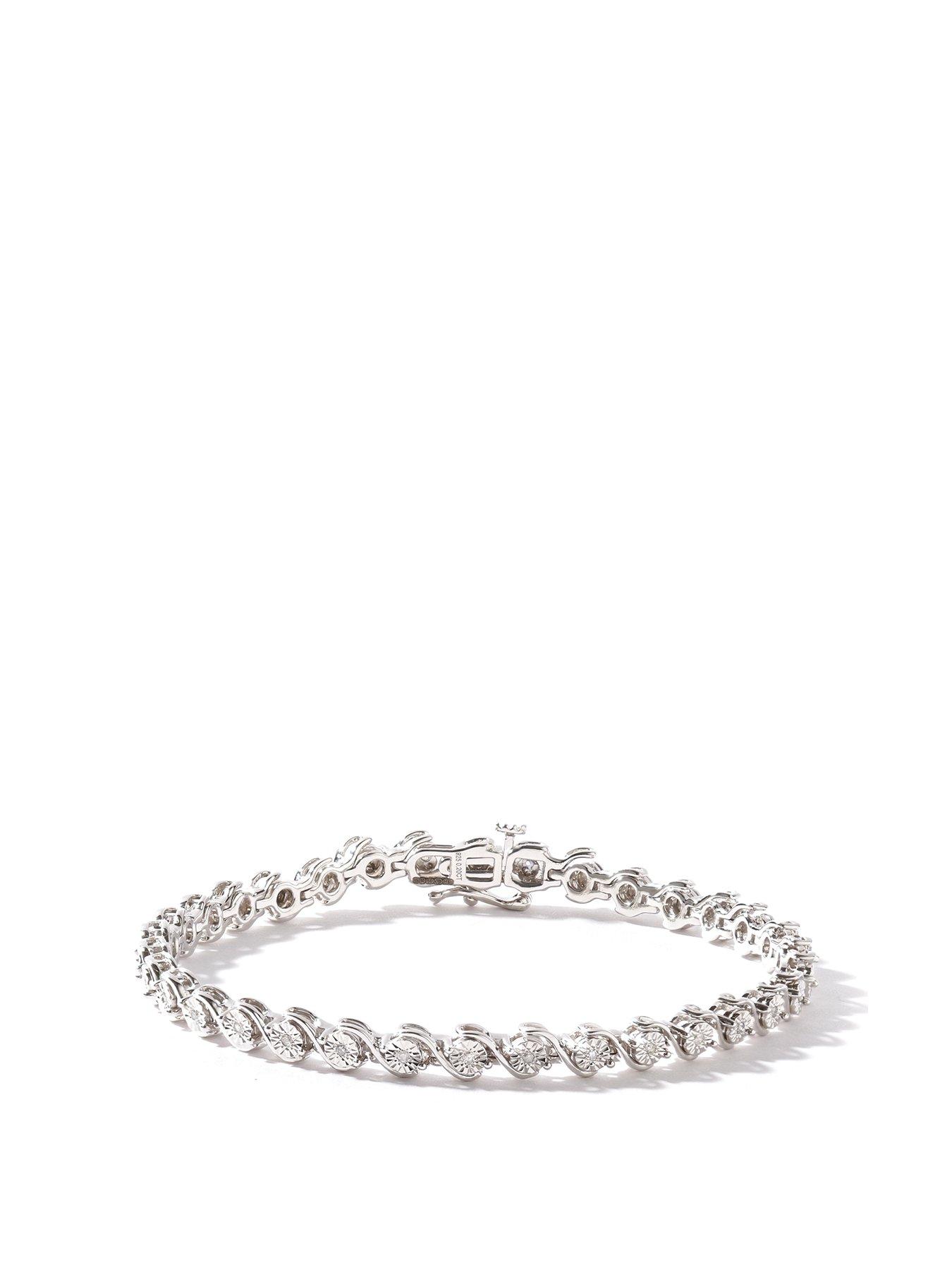 undefined Sterling Silver 0.20ct Diamond Swirl Bracelet